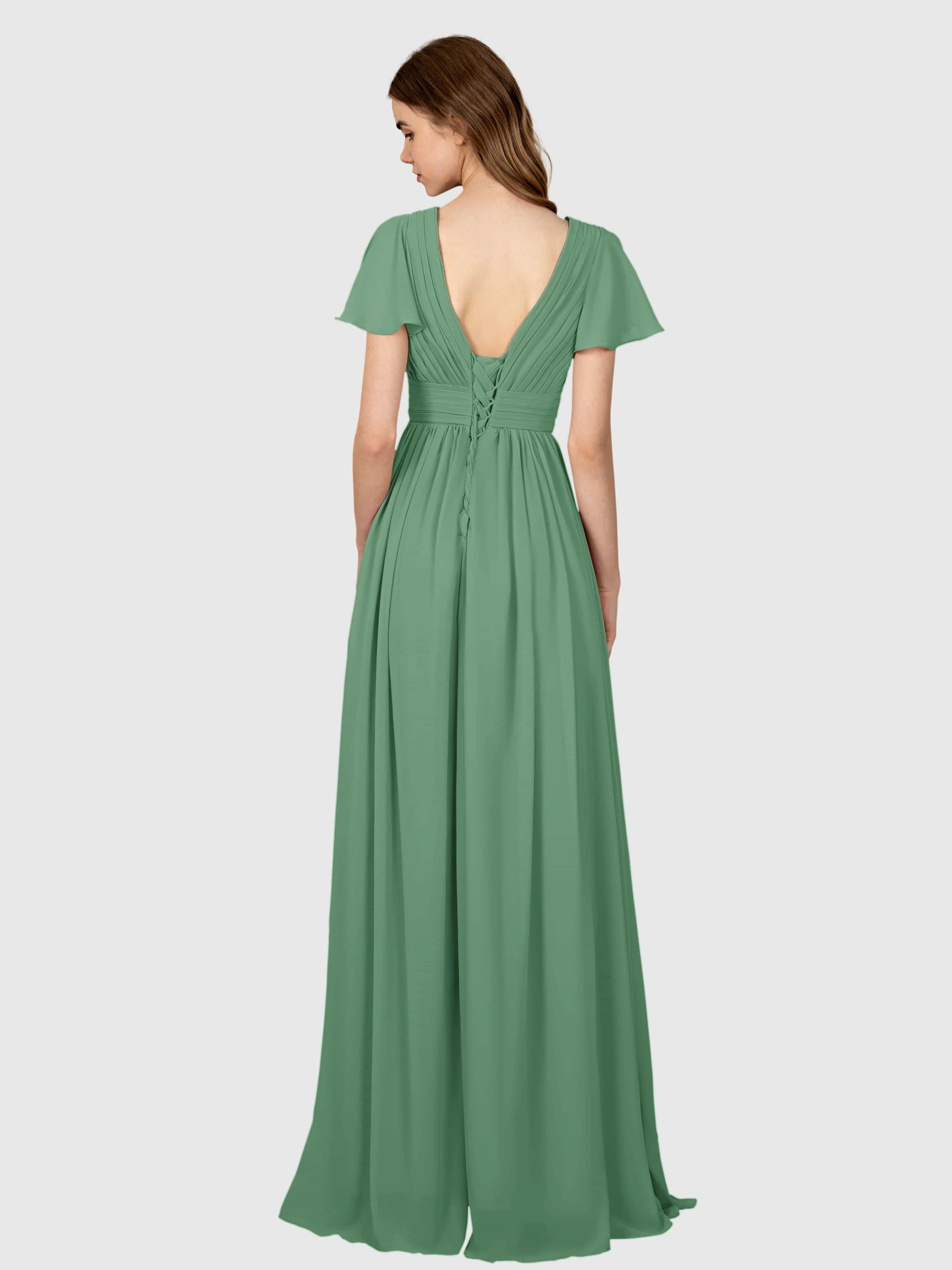 Camila Airy A-Line Pleats Floor Length Bridesmaid Dresses