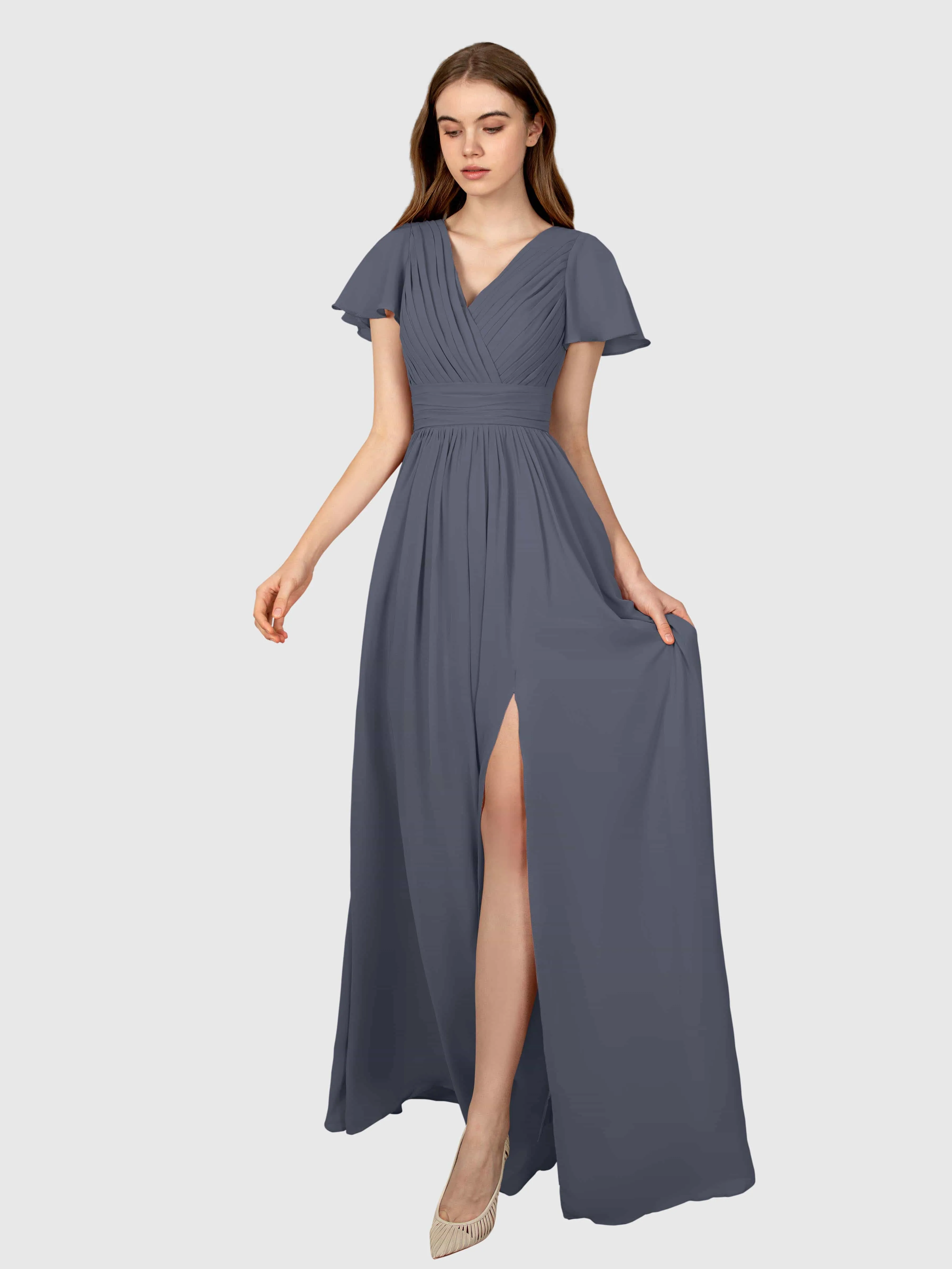 Camila Airy A-Line Pleats Floor Length Bridesmaid Dresses