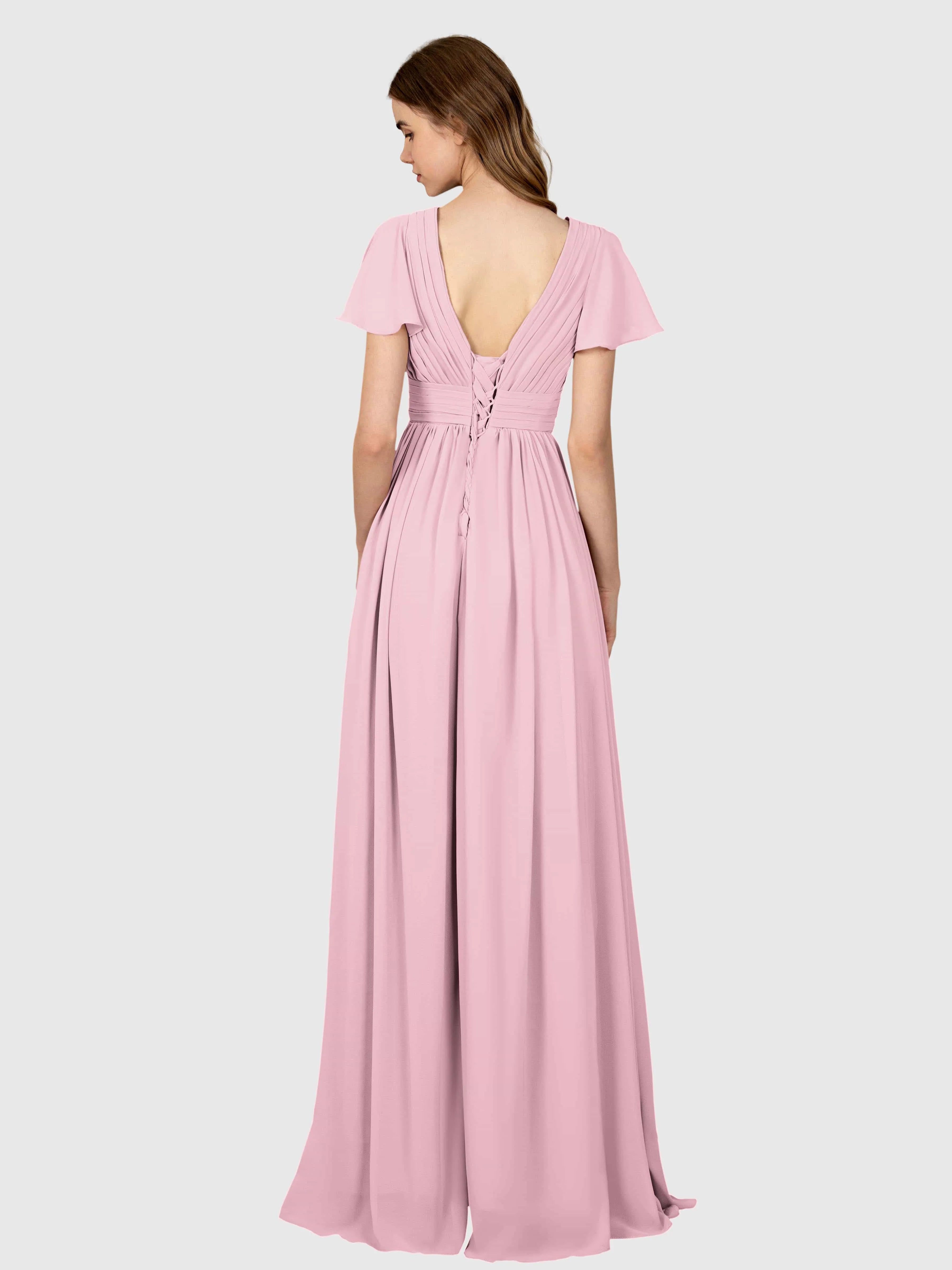 Camila Airy A-Line Pleats Floor Length Bridesmaid Dresses