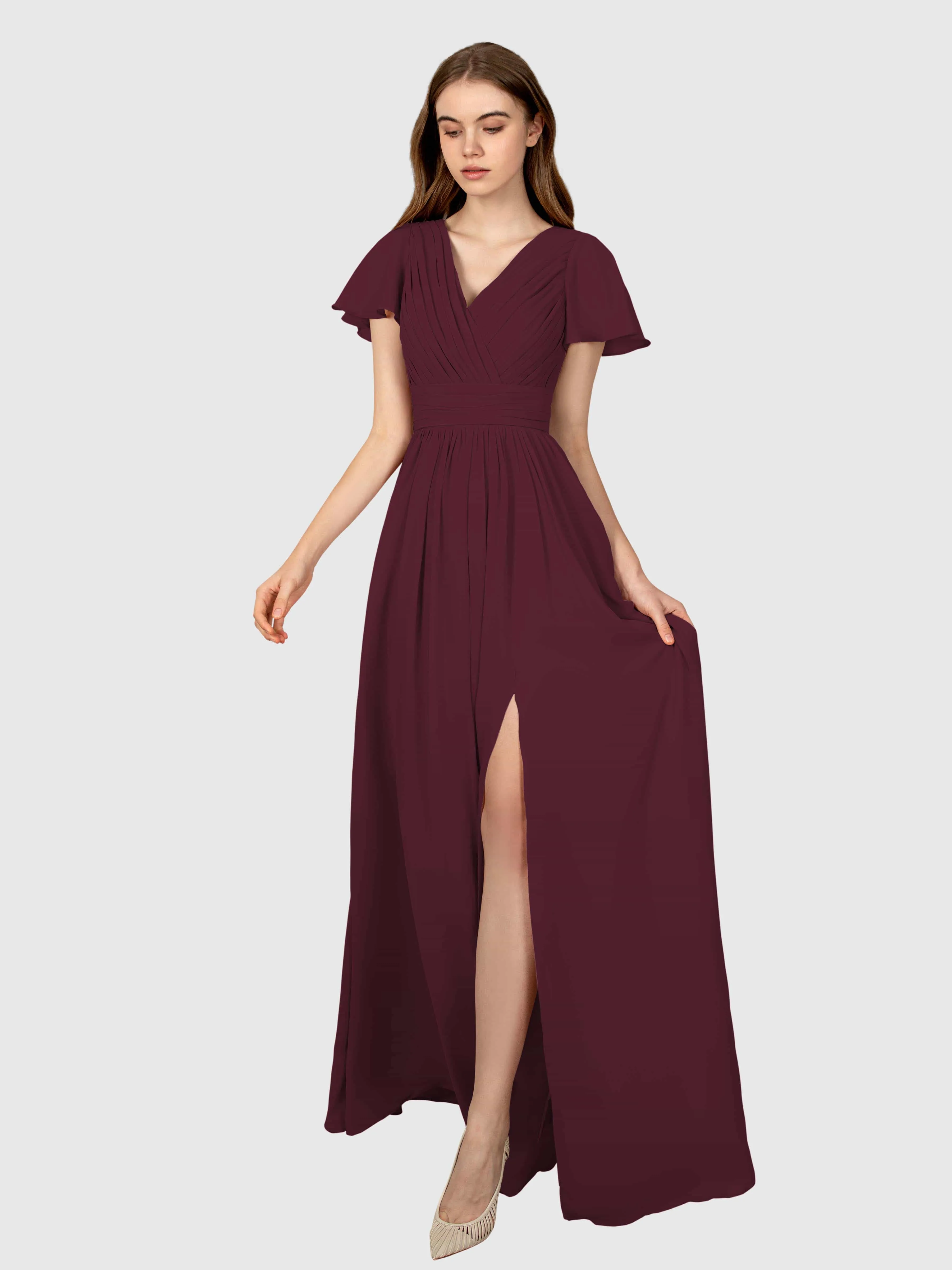 Camila Airy A-Line Pleats Floor Length Bridesmaid Dresses