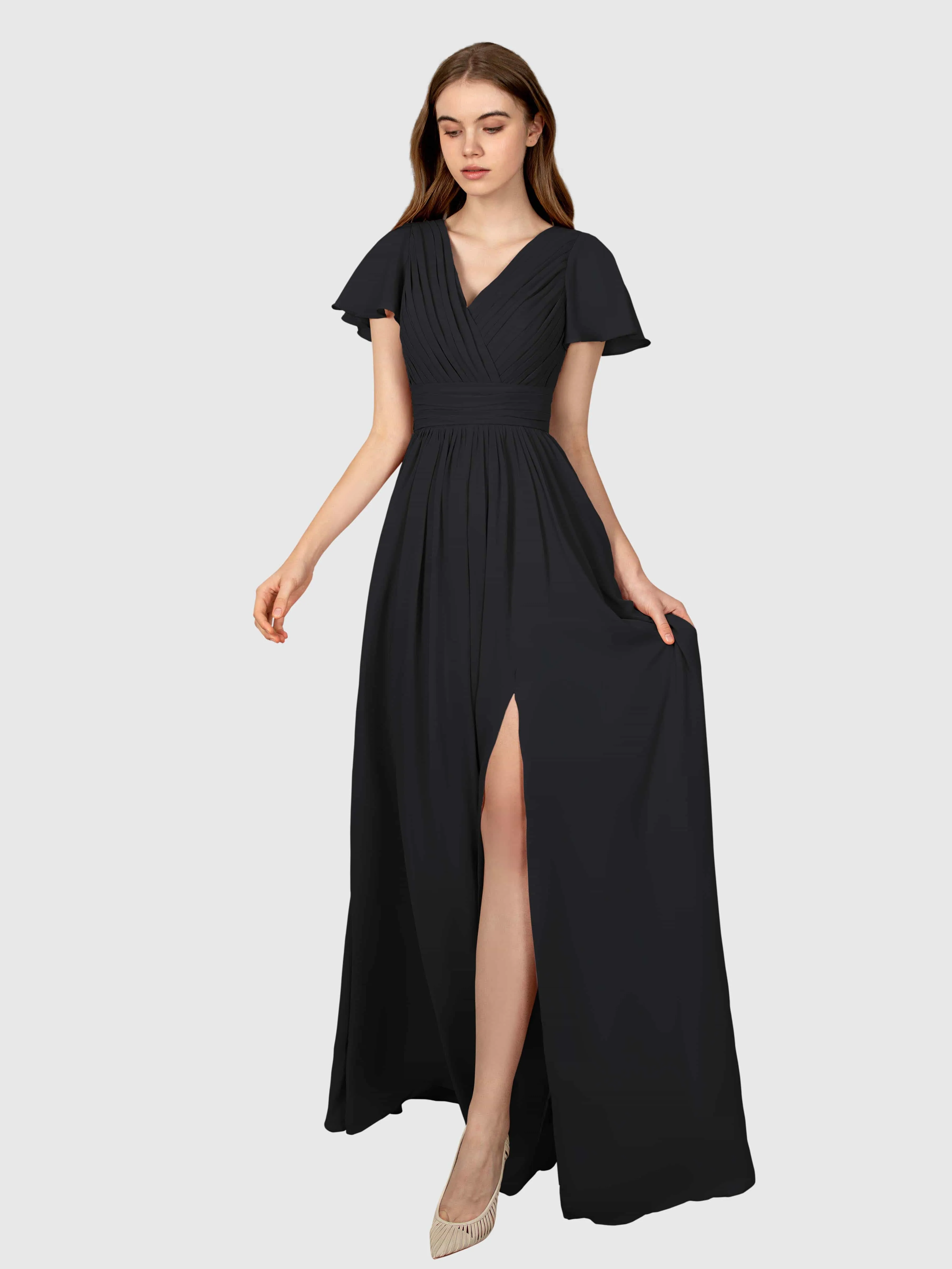 Camila Airy A-Line Pleats Floor Length Bridesmaid Dresses