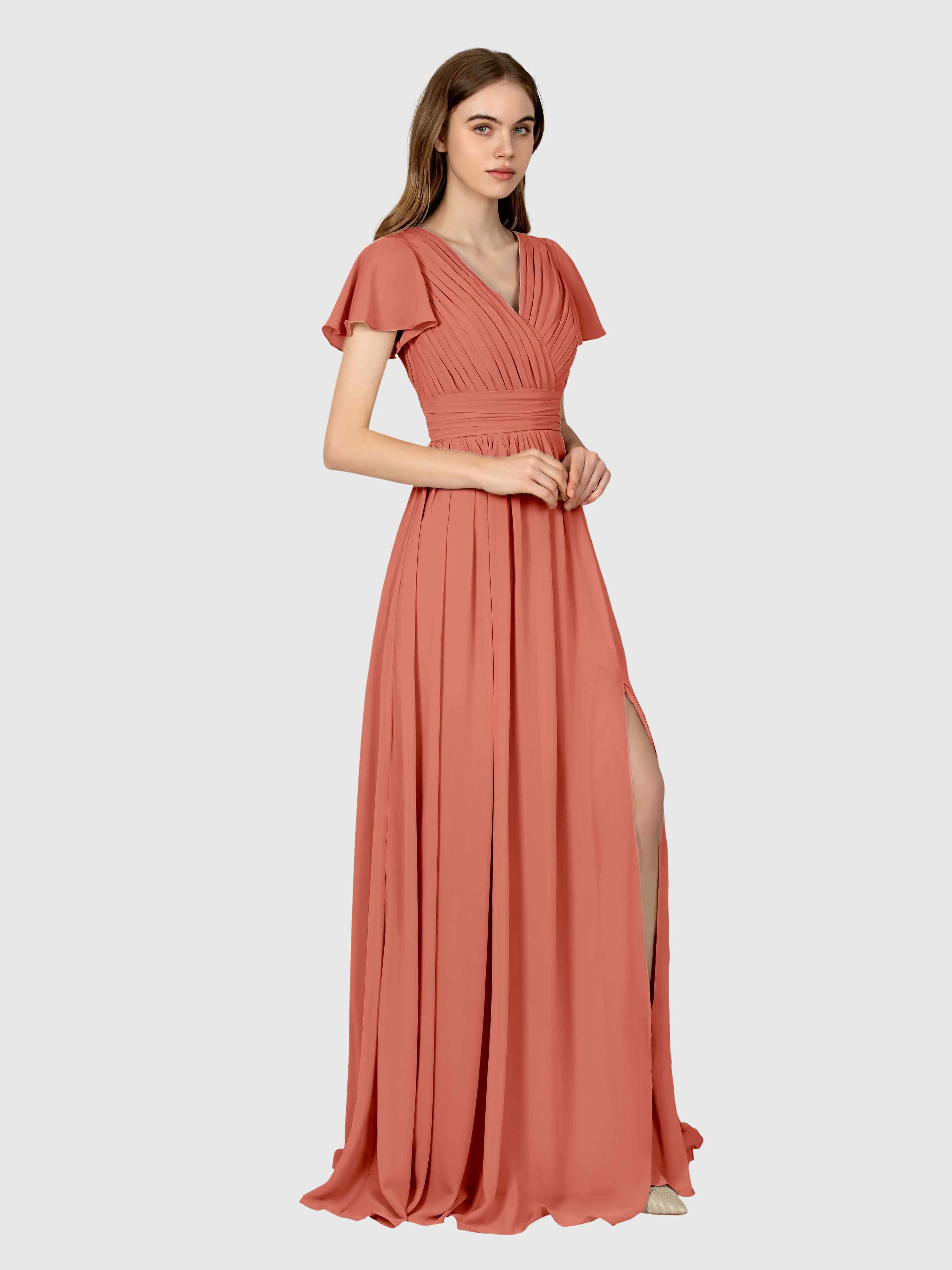 Camila Airy A-Line Pleats Floor Length Bridesmaid Dresses
