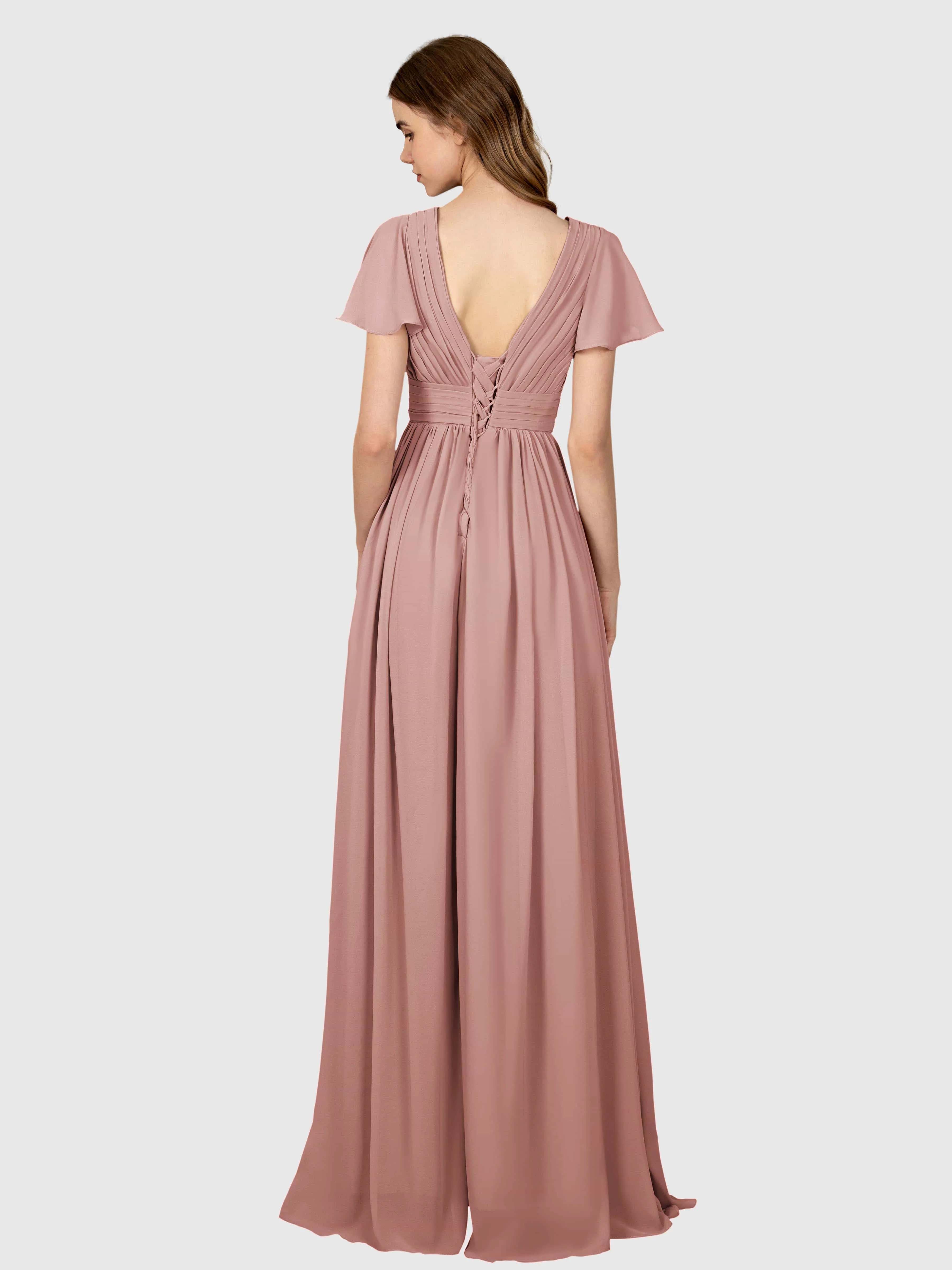 Camila Airy A-Line Pleats Floor Length Bridesmaid Dresses