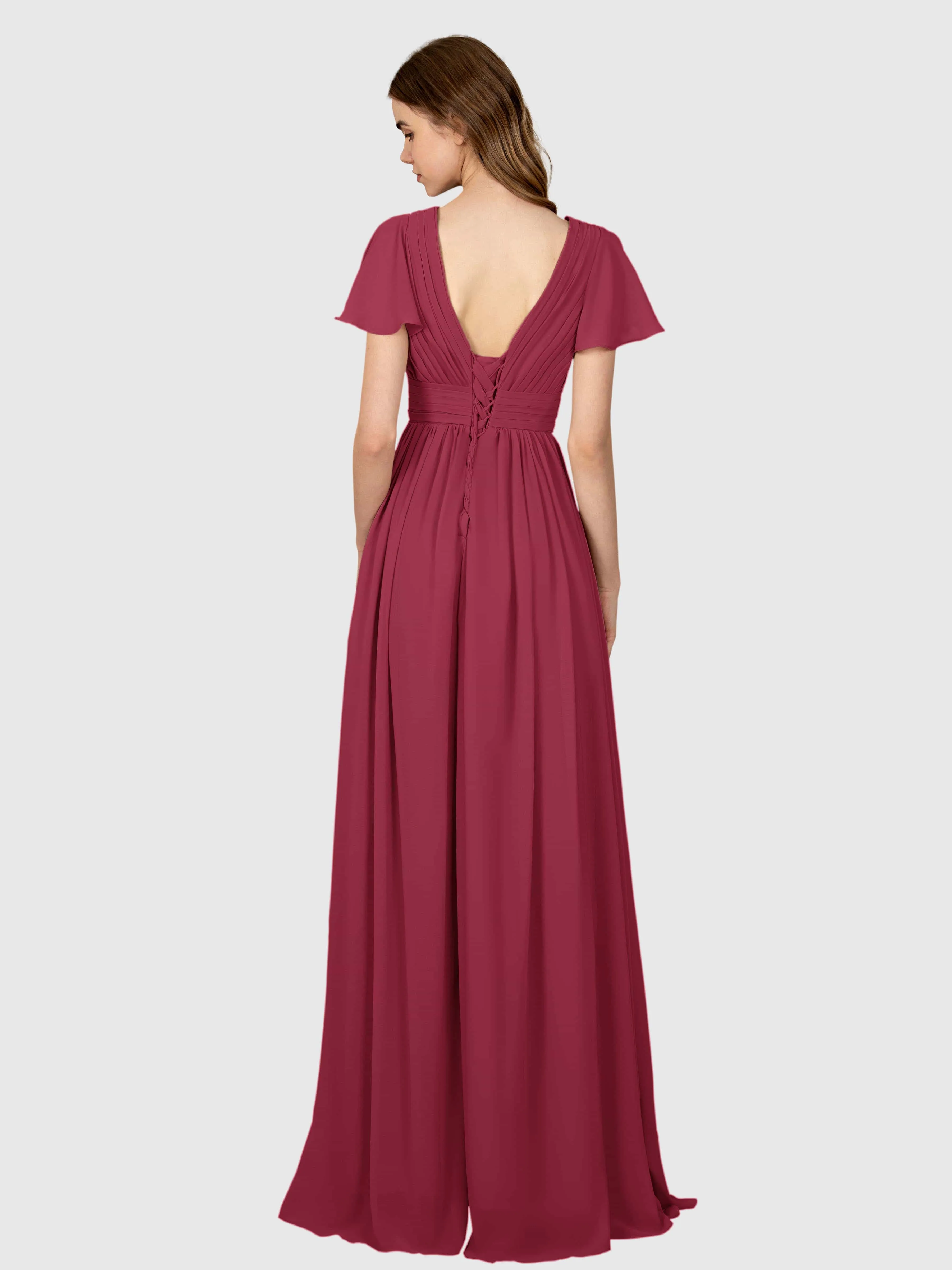 Camila Airy A-Line Pleats Floor Length Bridesmaid Dresses