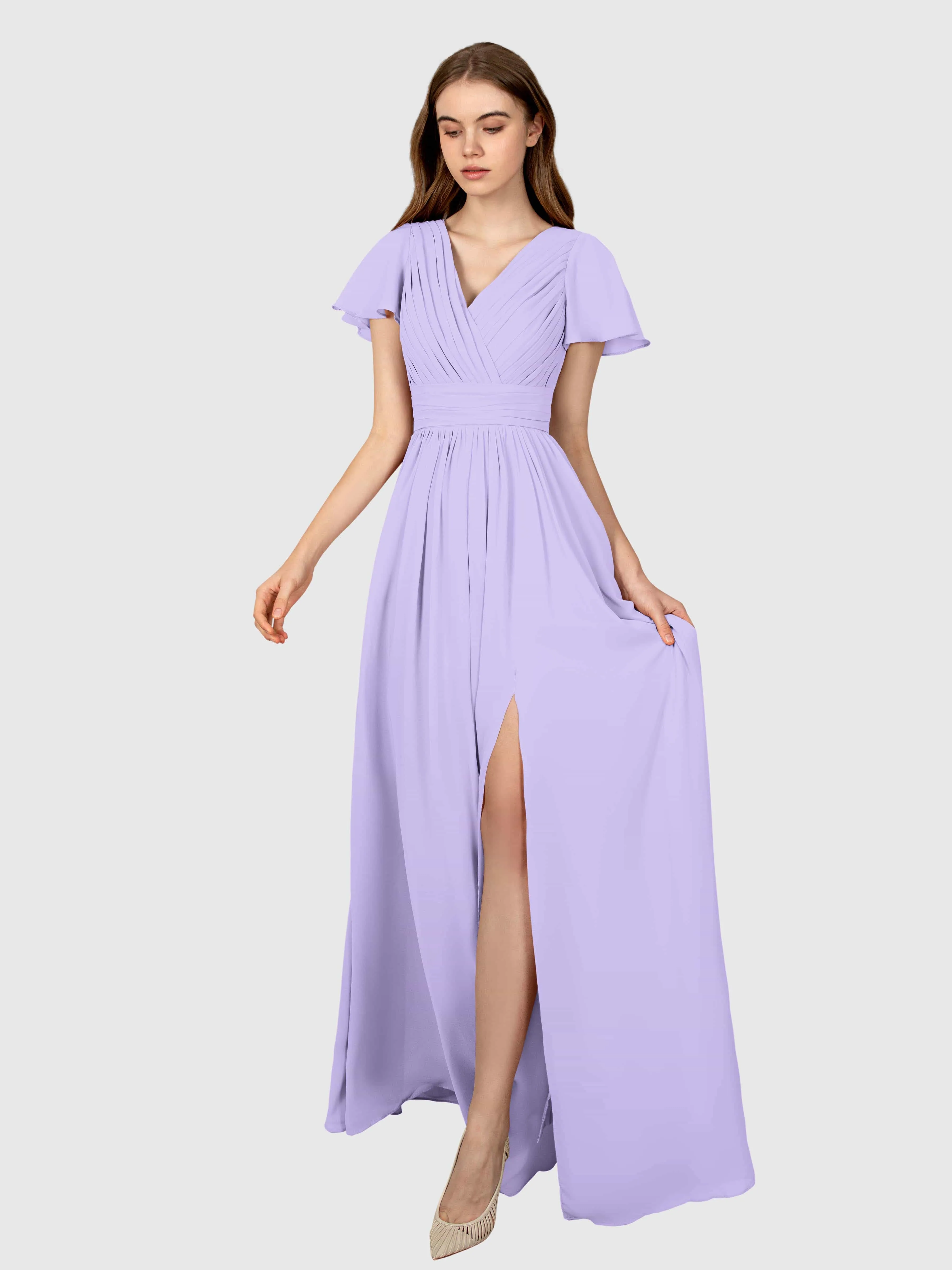 Camila Airy A-Line Pleats Floor Length Bridesmaid Dresses