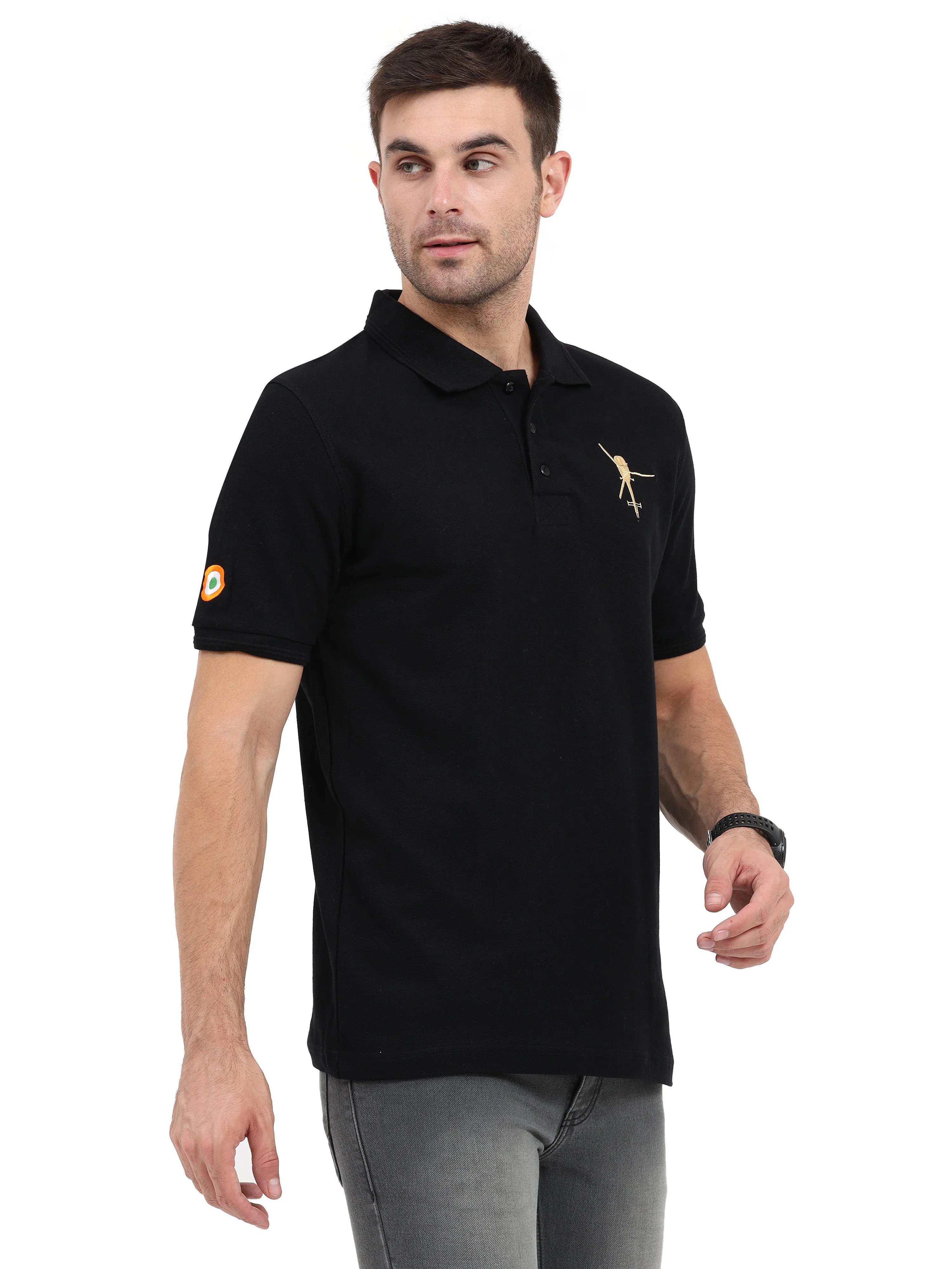 Chetak | Collared Black T-shirt