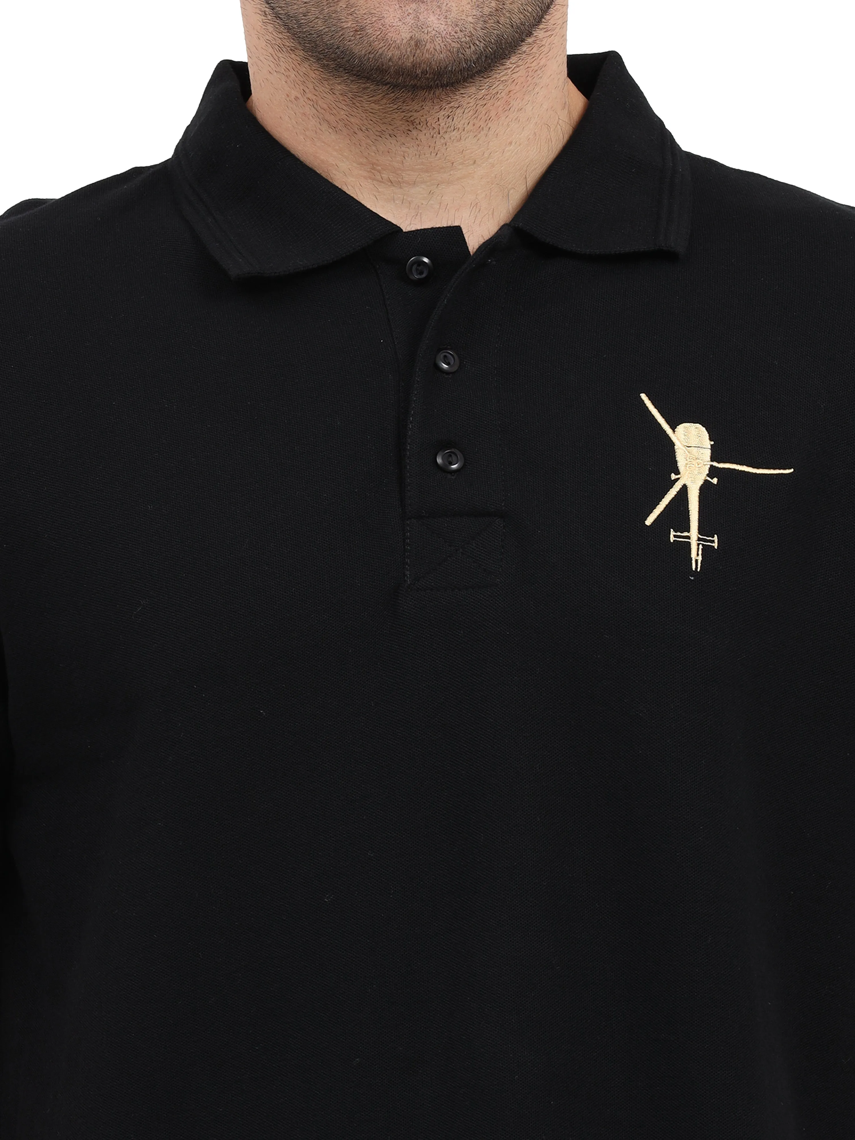 Chetak | Collared Black T-shirt