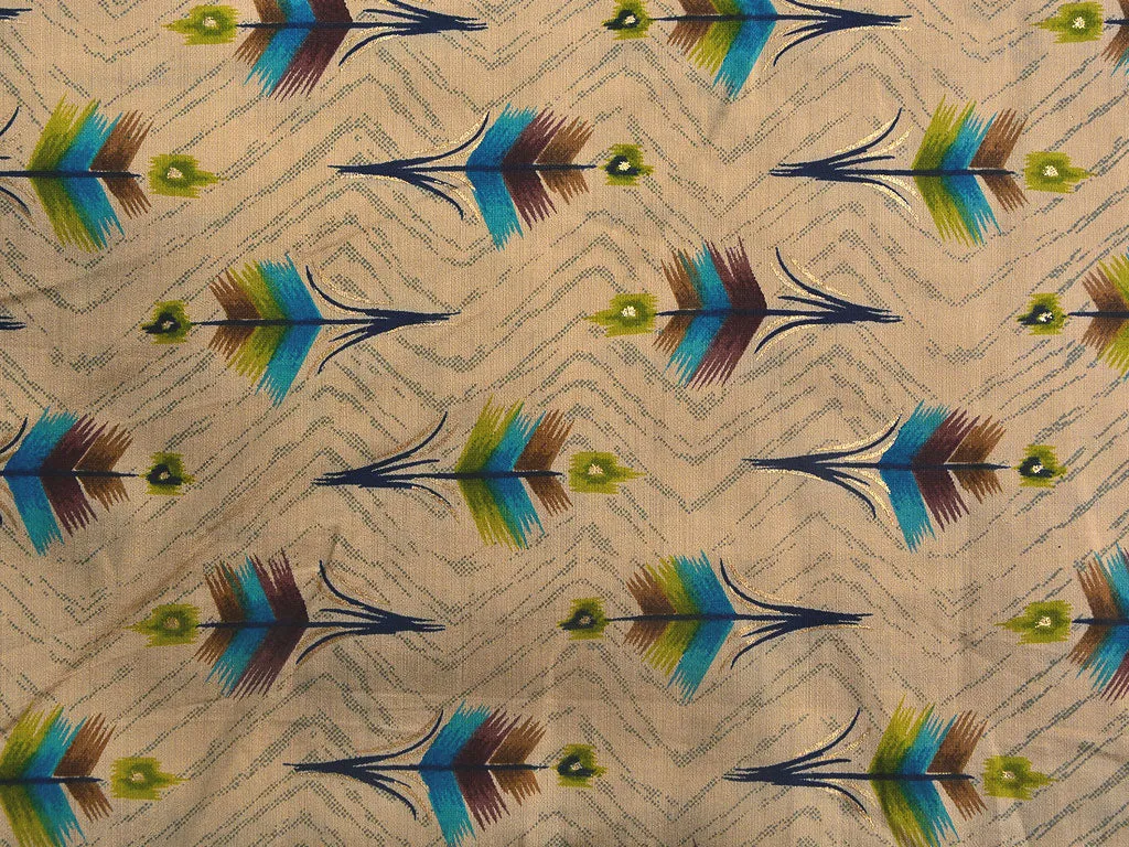 Cream Motifs Premium Modal Chanderi Silk Fabric
