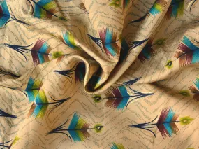 Cream Motifs Premium Modal Chanderi Silk Fabric