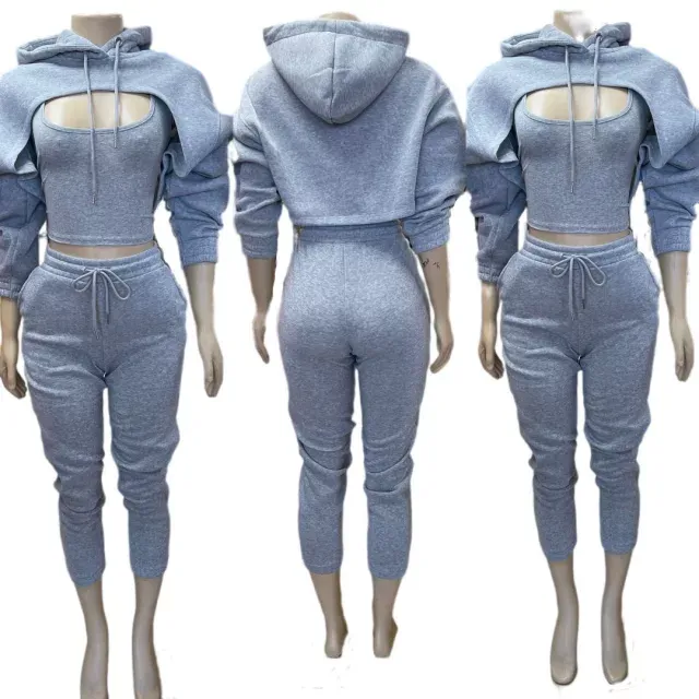 Cropped Hoodie Street Wear Set
