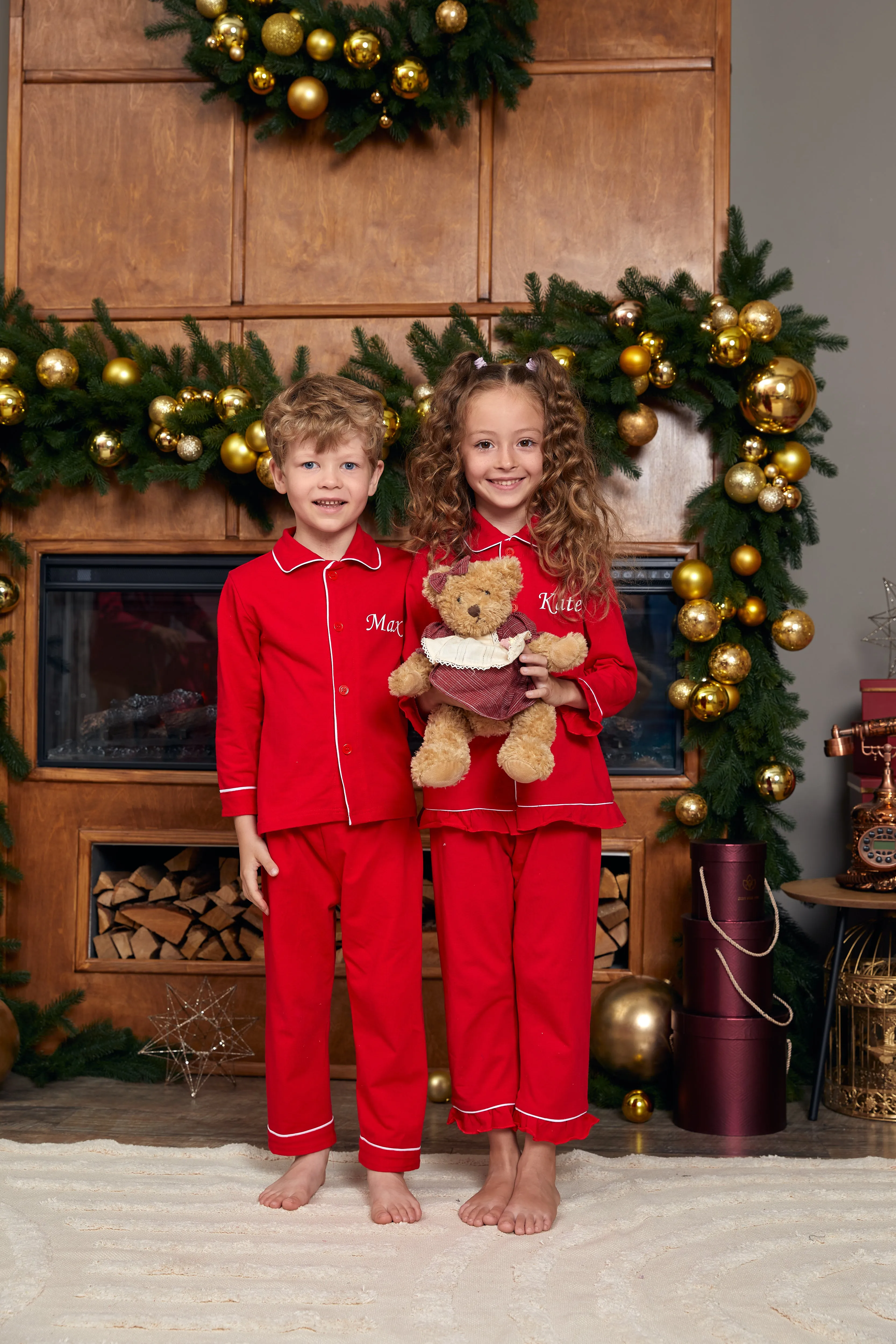 Custom Family Matching Elf Red Cotton Pajamas - Christmas Collection
