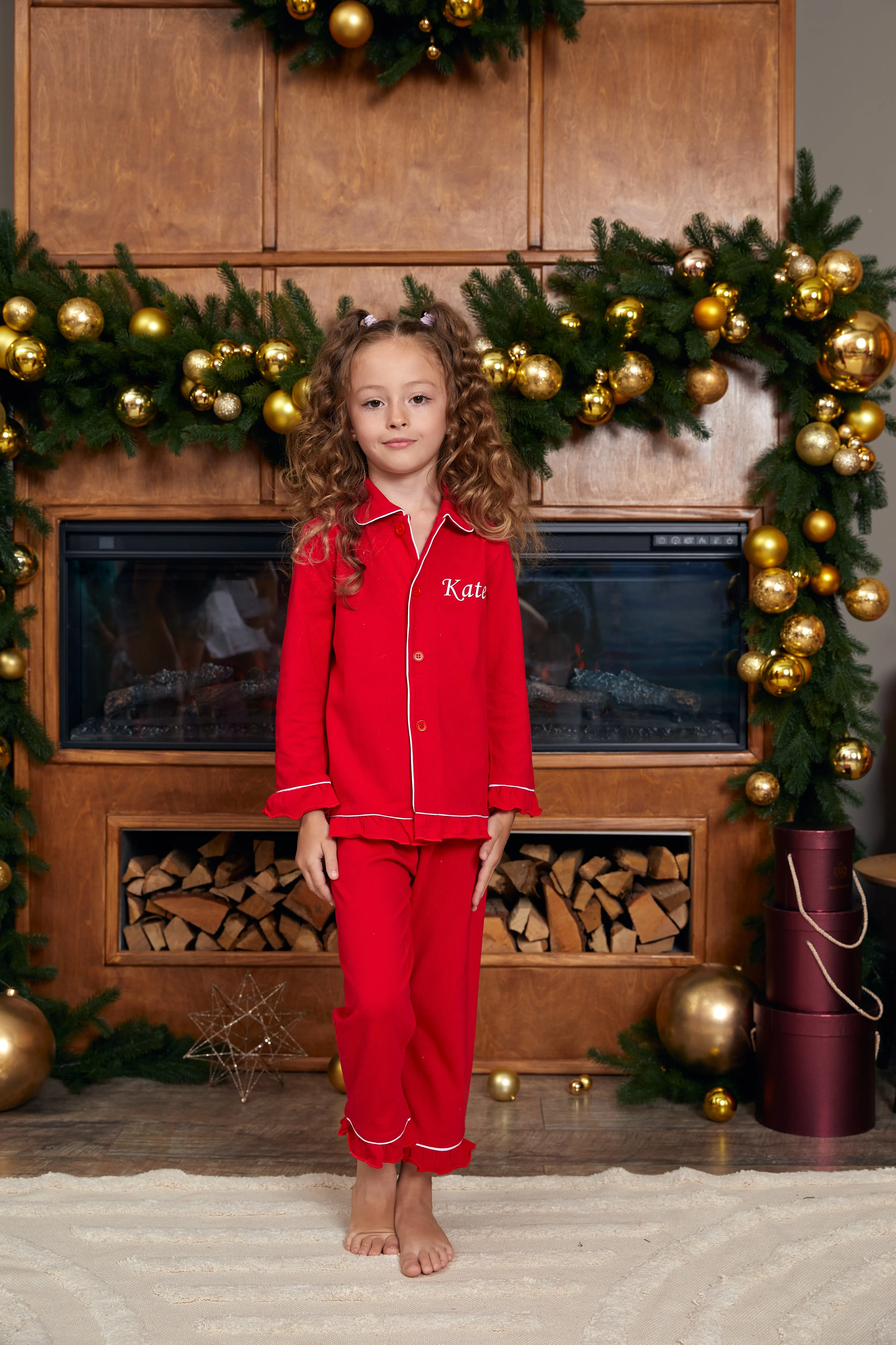 Custom Family Matching Elf Red Cotton Pajamas - Christmas Collection