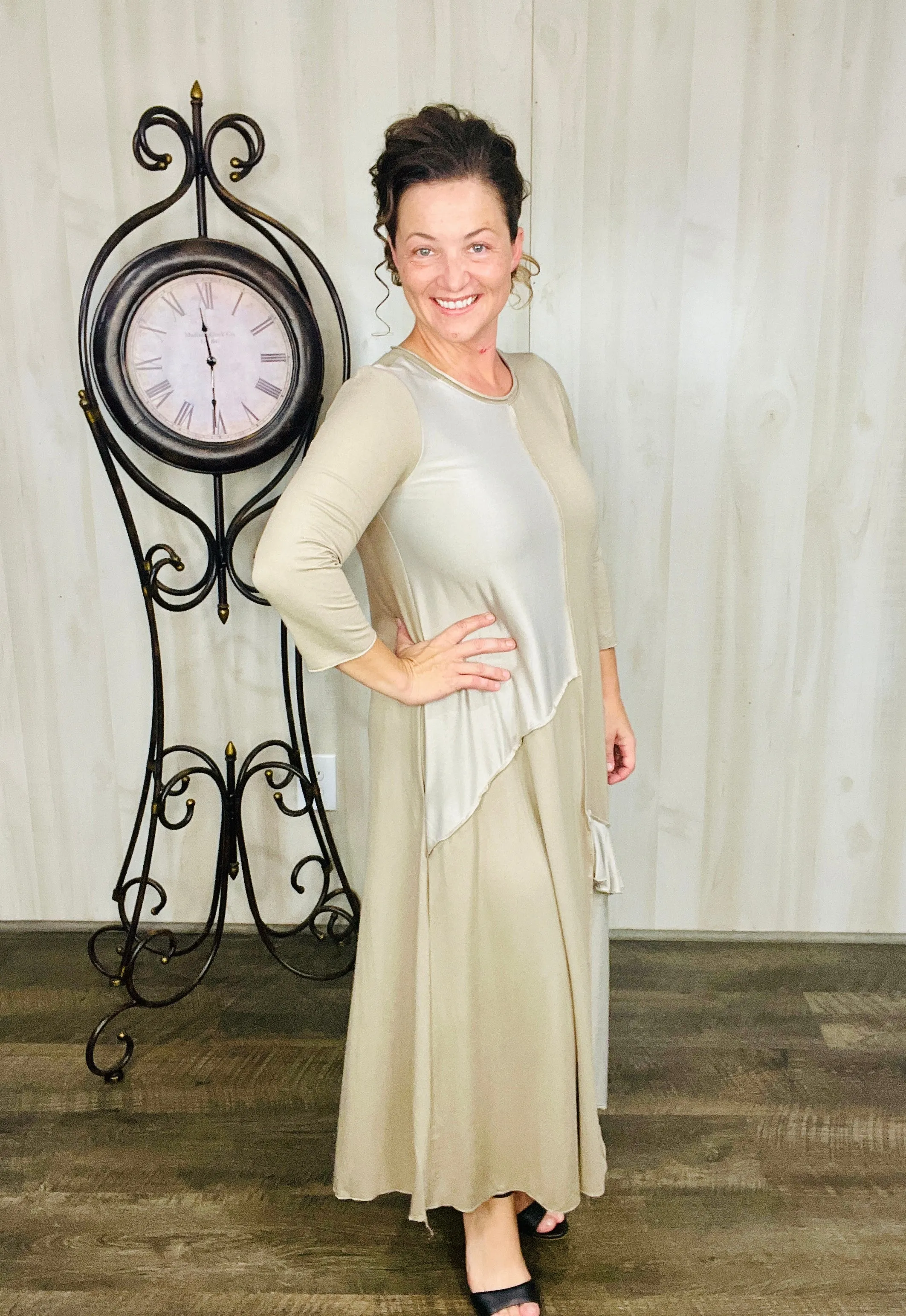 🔥DOOR BUSTER "Special Times" Dress- Faux Jean- Khaki