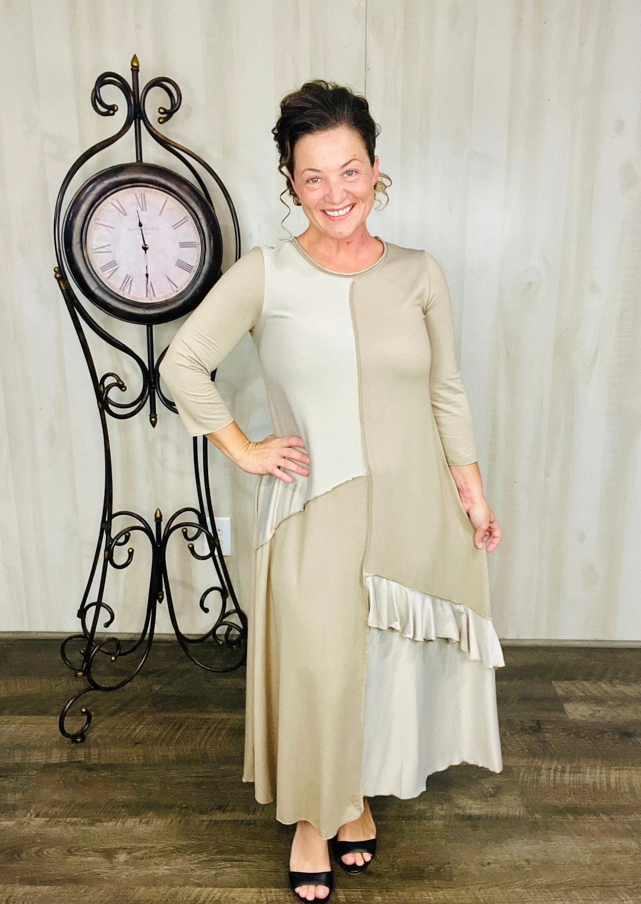 🔥DOOR BUSTER "Special Times" Dress- Faux Jean- Khaki