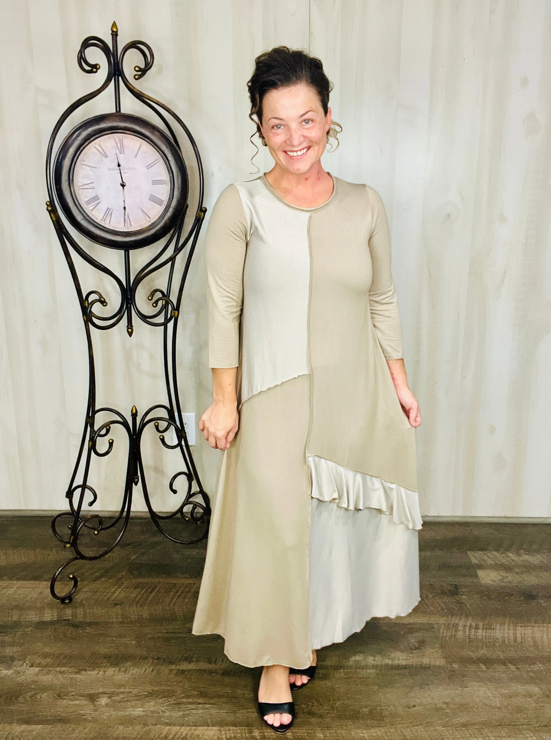 🔥DOOR BUSTER "Special Times" Dress- Faux Jean- Khaki