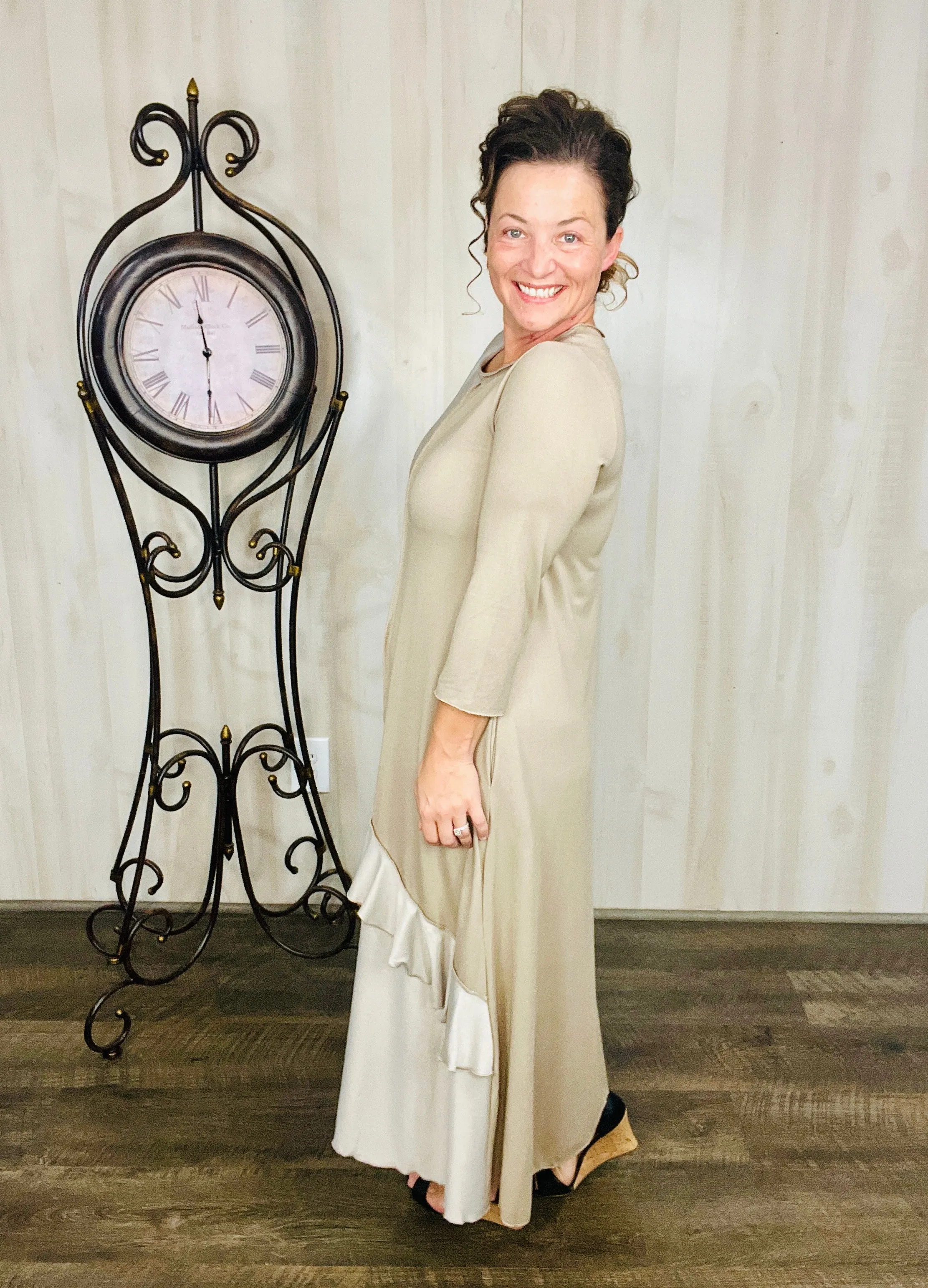 🔥DOOR BUSTER "Special Times" Dress- Faux Jean- Khaki