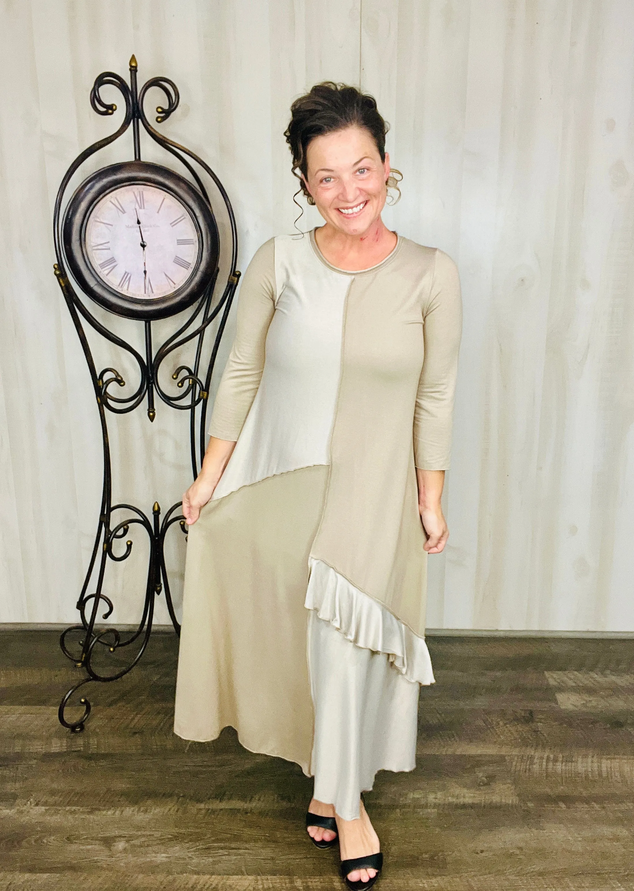 🔥DOOR BUSTER "Special Times" Dress- Faux Jean- Khaki