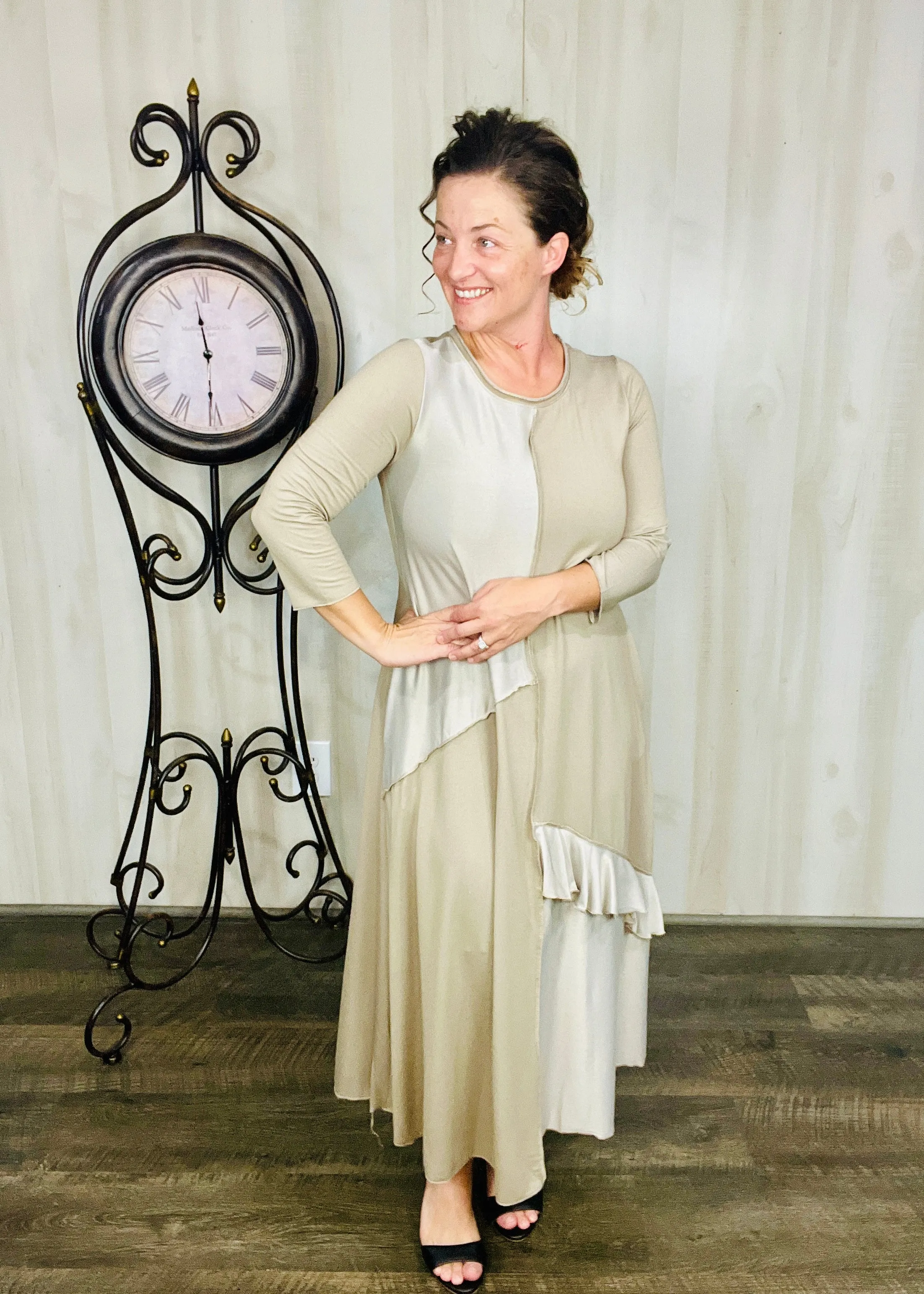 🔥DOOR BUSTER "Special Times" Dress- Faux Jean- Khaki