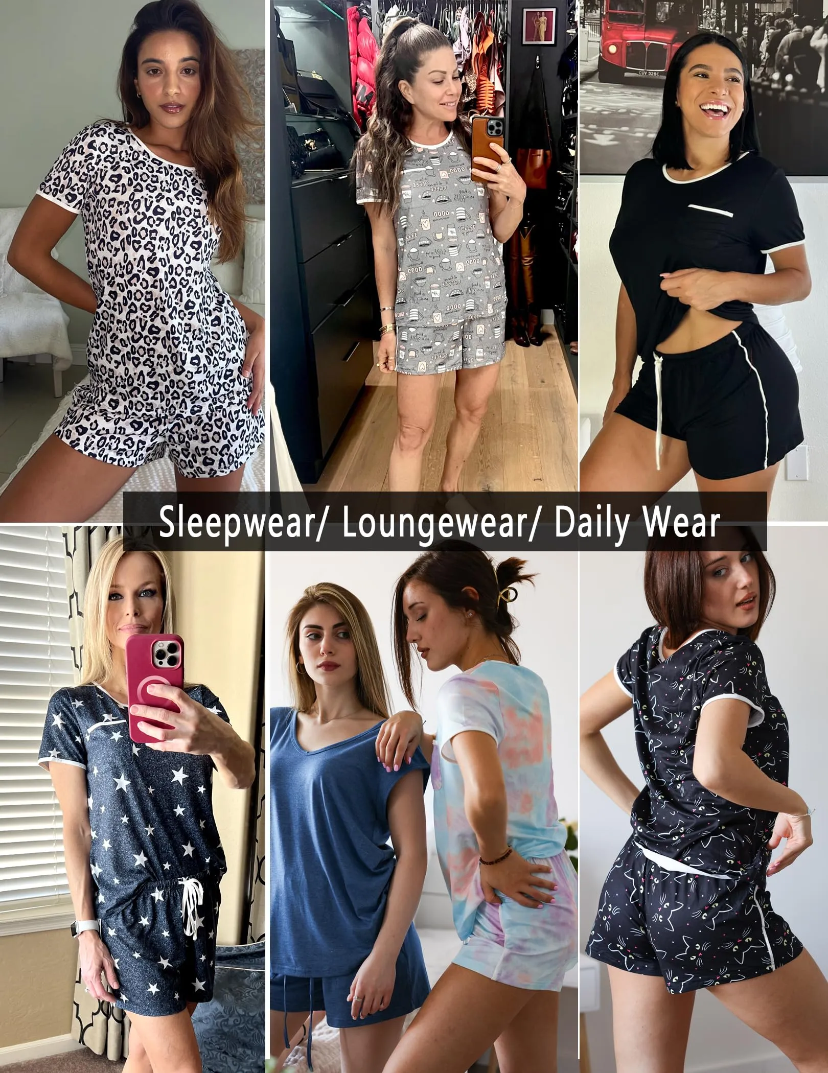 Ekouaer Pajama Set for Women 2 Piece Lounge Set Short Sleeve Tops and Shorts Soft Sleepwear, Chest Pocket Wine Red