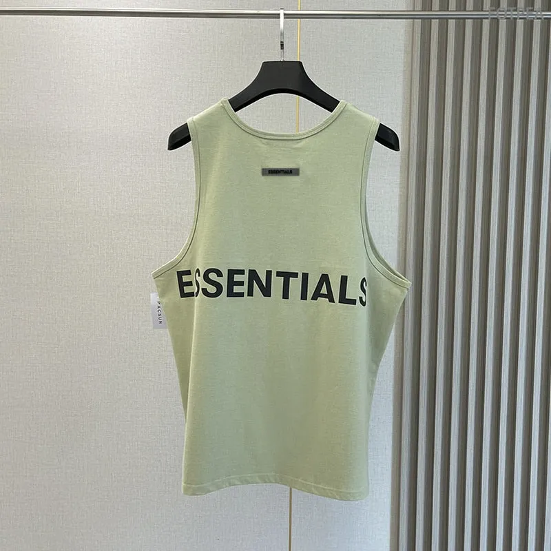 Essentials Men Vest Top Reflective Letters Oversized Loose Men Cotton Sleeveless Shirt Summer Basketball Sports Tank