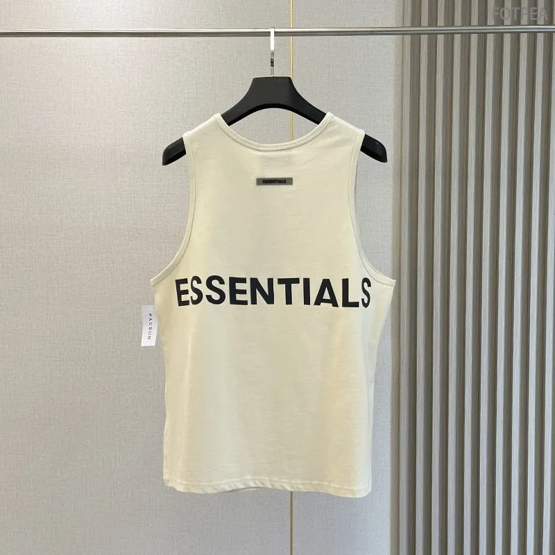 Essentials Men Vest Top Reflective Letters Oversized Loose Men Cotton Sleeveless Shirt Summer Basketball Sports Tank