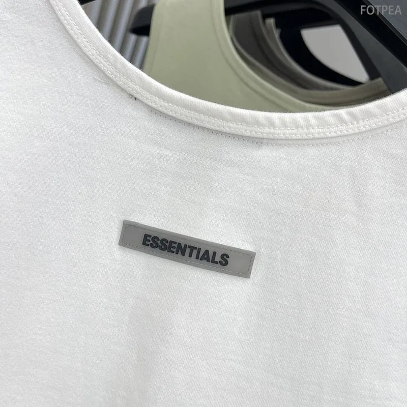 Essentials Men Vest Top Reflective Letters Oversized Loose Men Cotton Sleeveless Shirt Summer Basketball Sports Tank