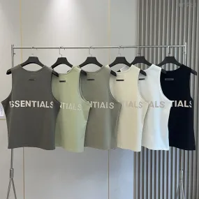 Essentials Men Vest Top Reflective Letters Oversized Loose Men Cotton Sleeveless Shirt Summer Basketball Sports Tank