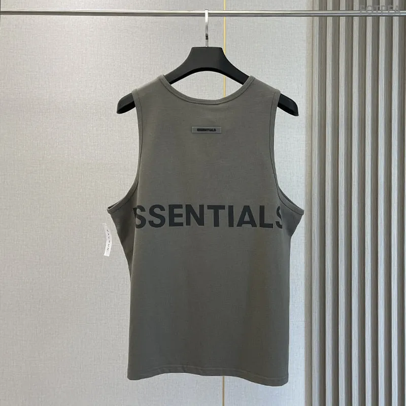 Essentials Men Vest Top Reflective Letters Oversized Loose Men Cotton Sleeveless Shirt Summer Basketball Sports Tank