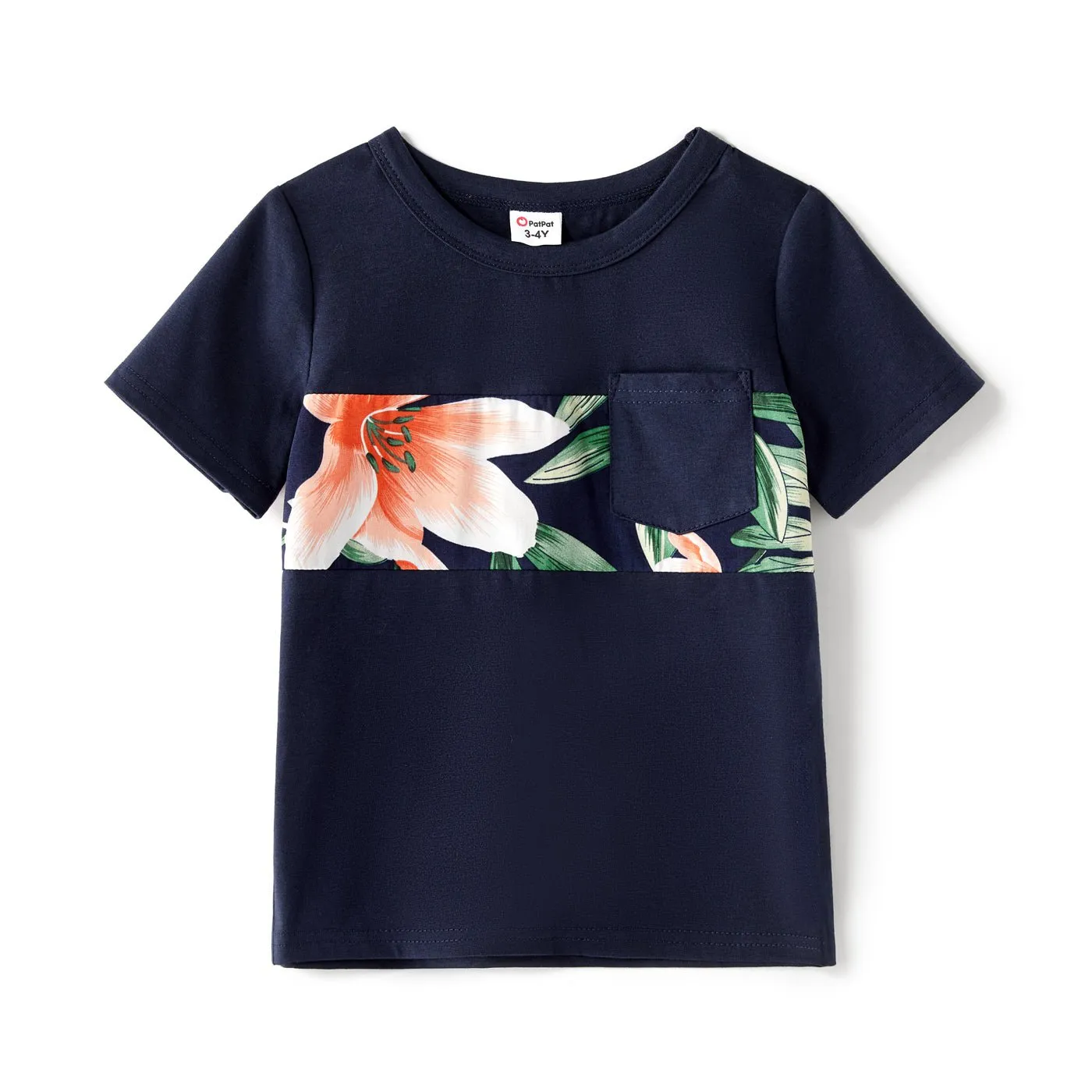 Family Matching Outfits Floral Printed V-neck Cami Dress and T-shirts with Pocket