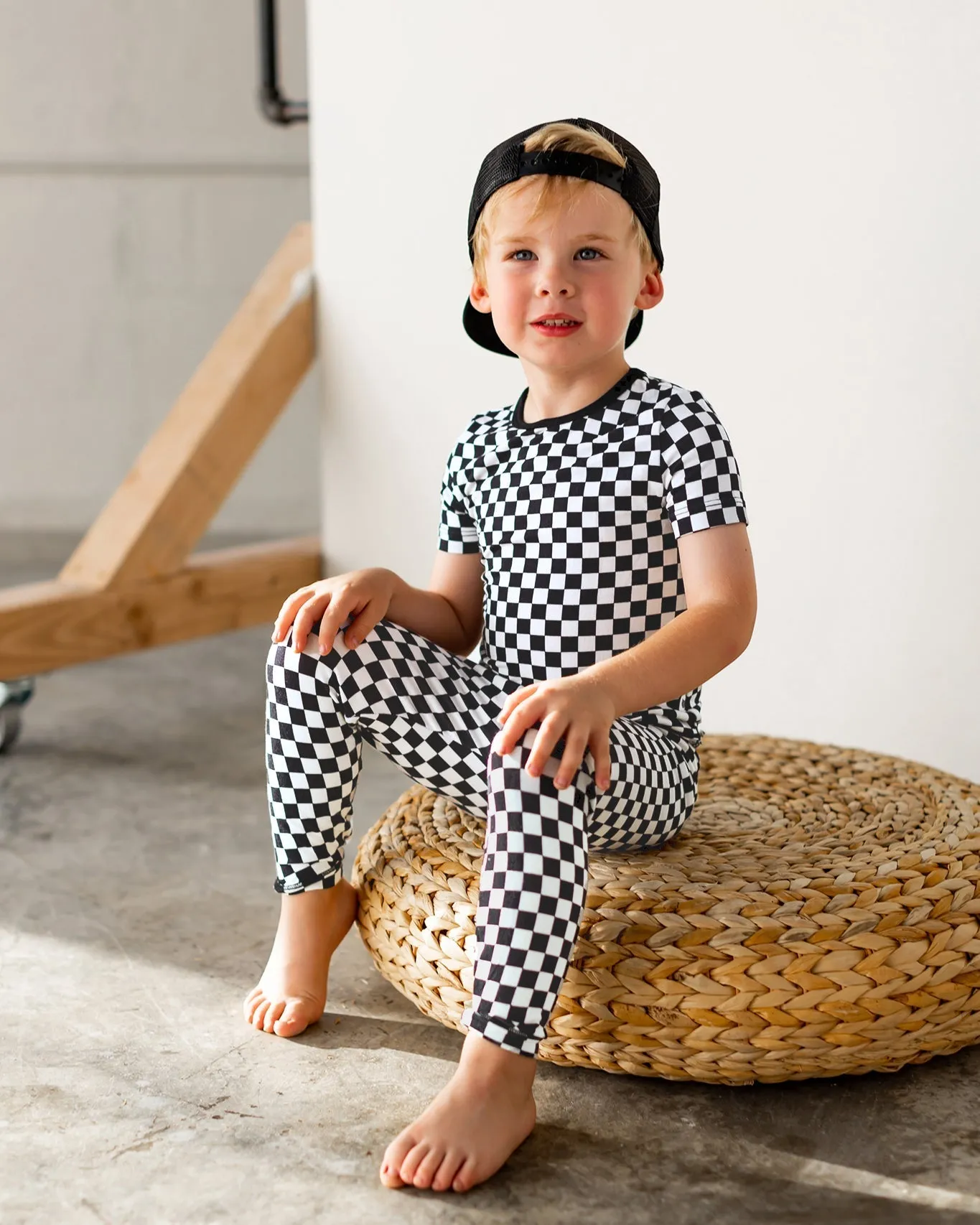 Finish Line Checkers Short Sleeve Pajama Set (2t-12y)