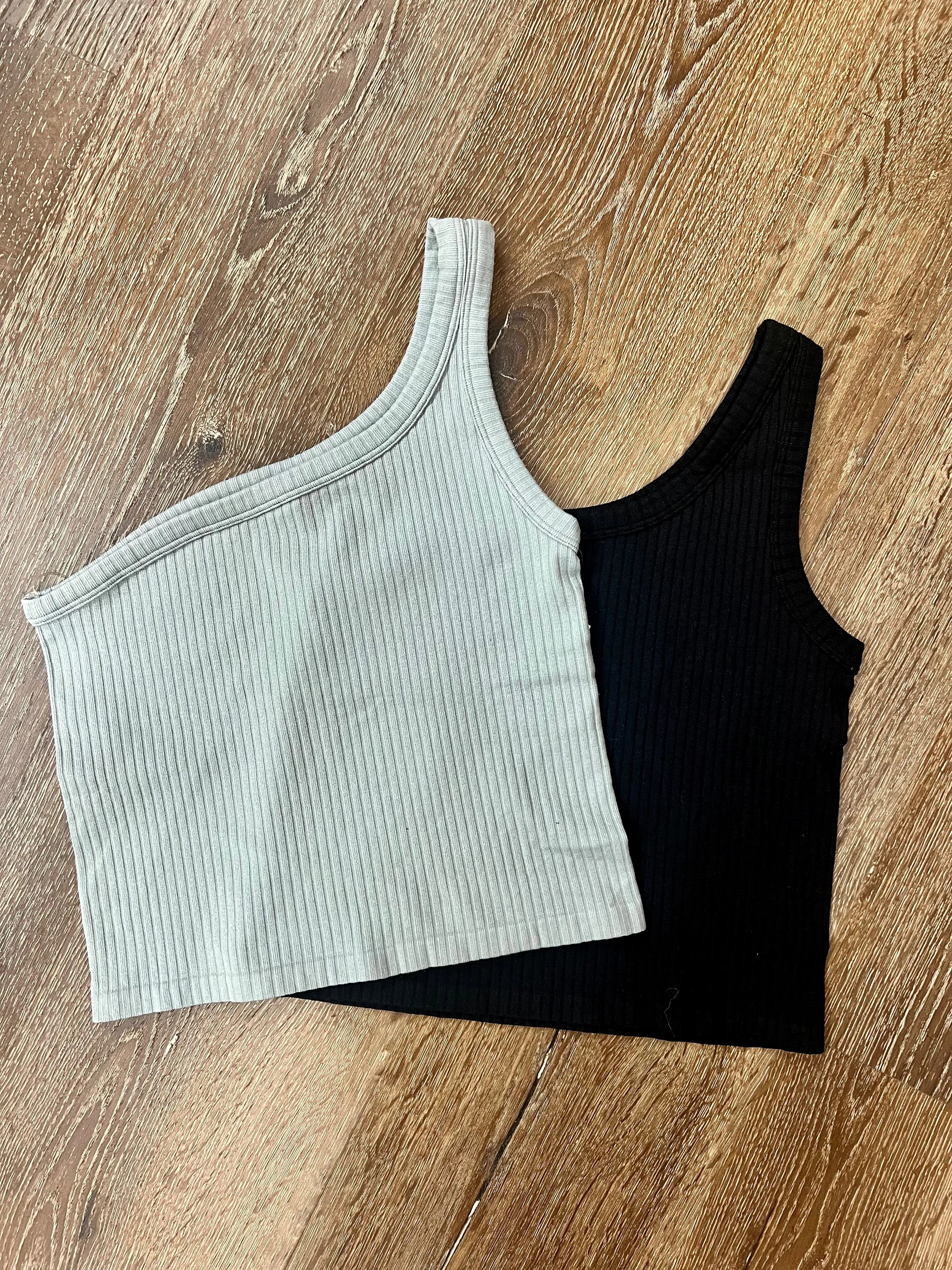 Gentle Soul Ribbed One Shoulder Crop Top