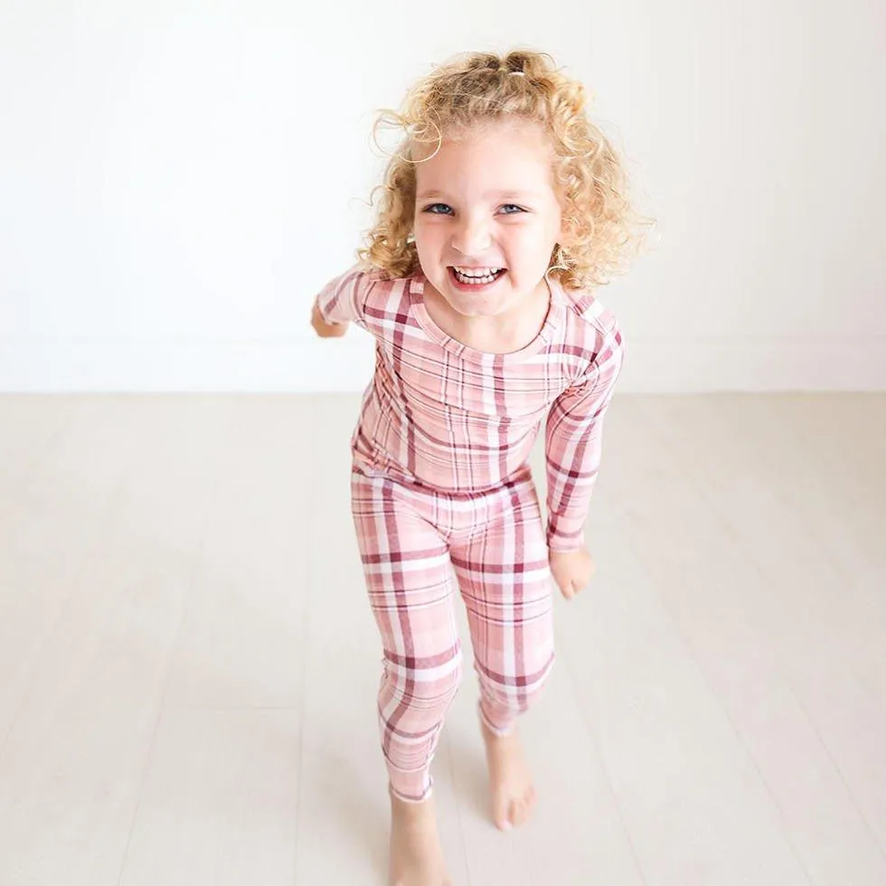 Girl's Bamboo Long Sleeve Pajama Set - Stephanie (Plaid)