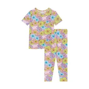 Girl's Bamboo Short Sleeve Pajama Set - Kourtney (Floral)