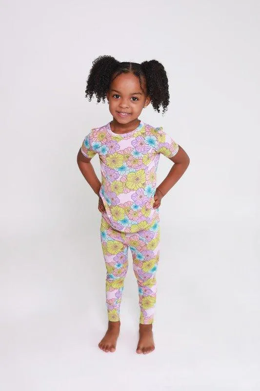 Girl's Bamboo Short Sleeve Pajama Set - Kourtney (Floral)