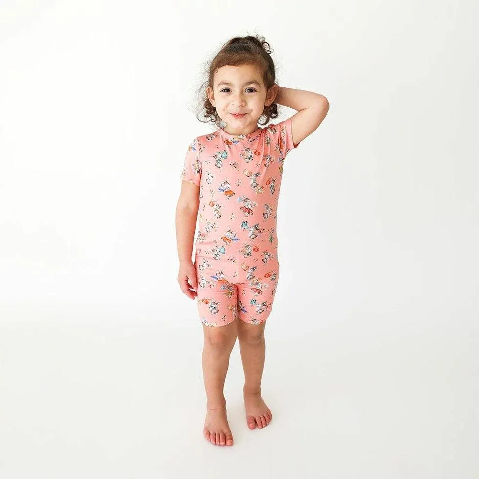 Girl's Bamboo Short Sleeve Pajama Set with Shorts - Betty (Rabbits)