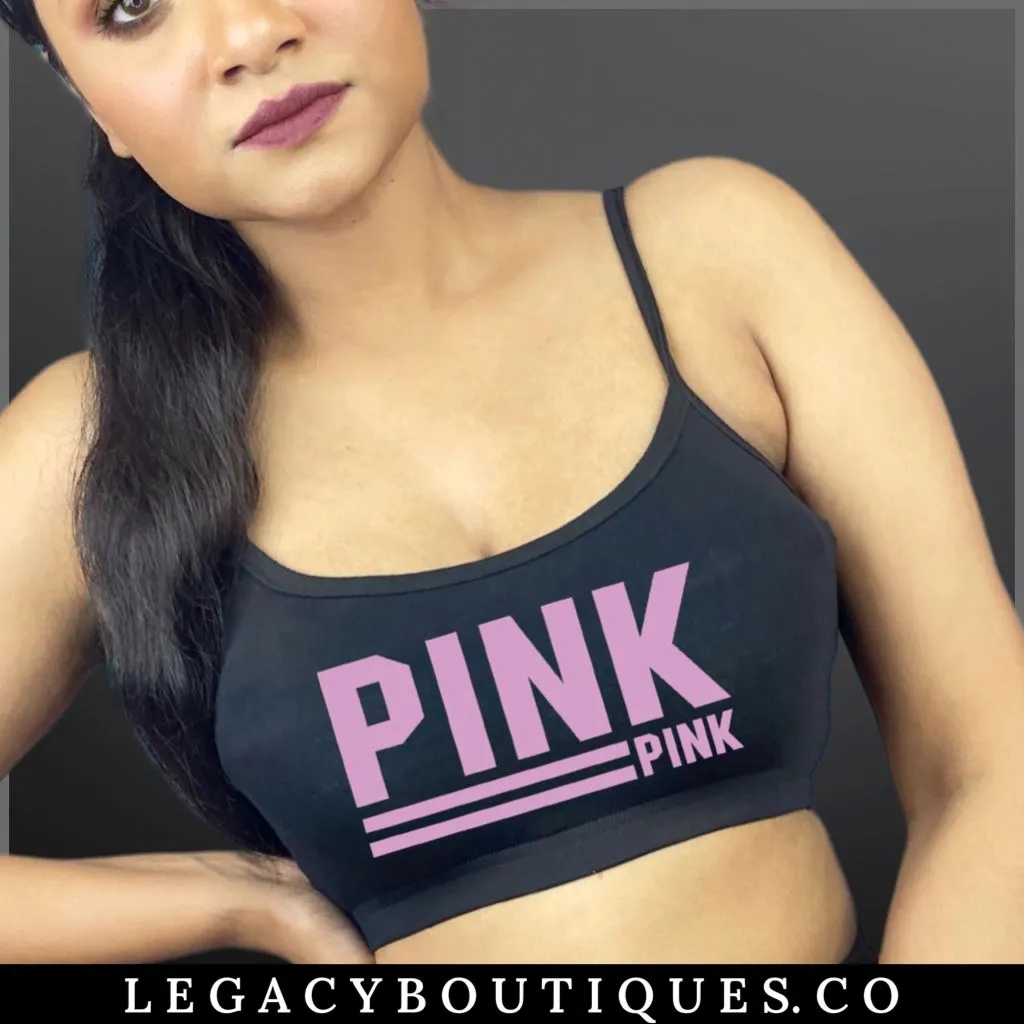 Girls Pink Printed Soft Bra
