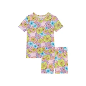 Girl's Short Sleeve Pajama Set with Shorts - Kourtney (Floral)