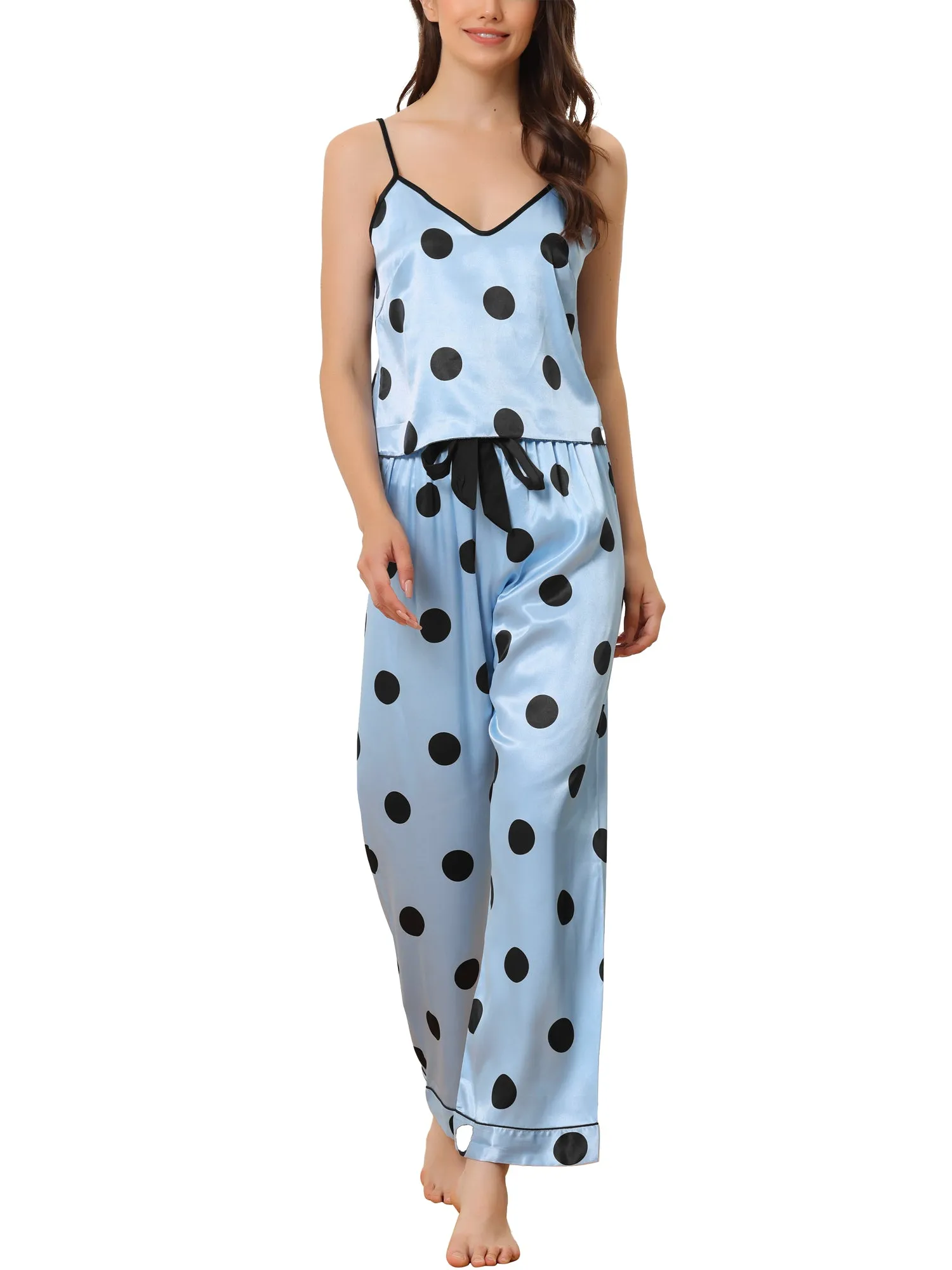 Home Clothes Suspenders Soft Ice Silk Pajamas 3 Pieces Set