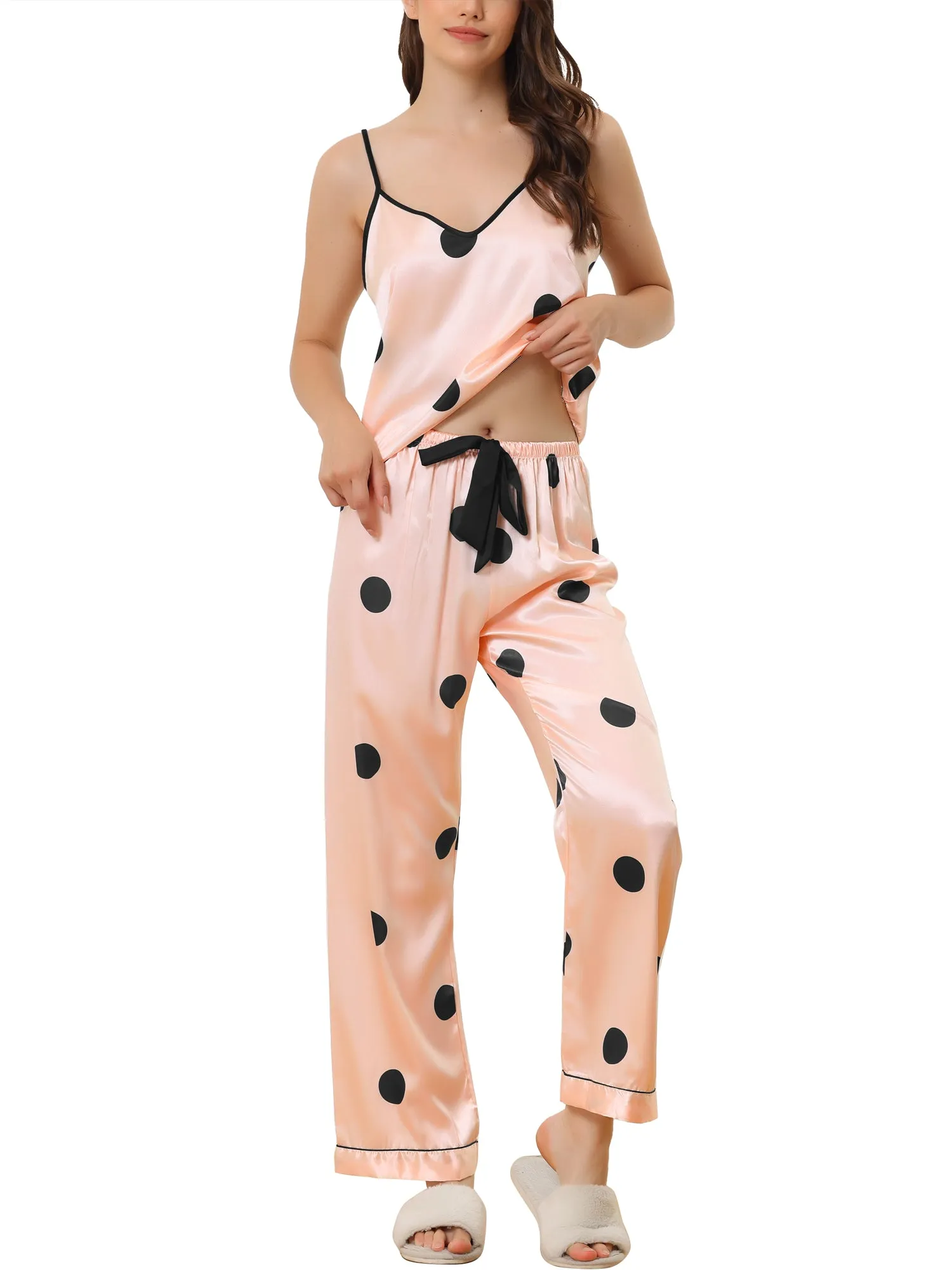 Home Clothes Suspenders Soft Ice Silk Pajamas 3 Pieces Set