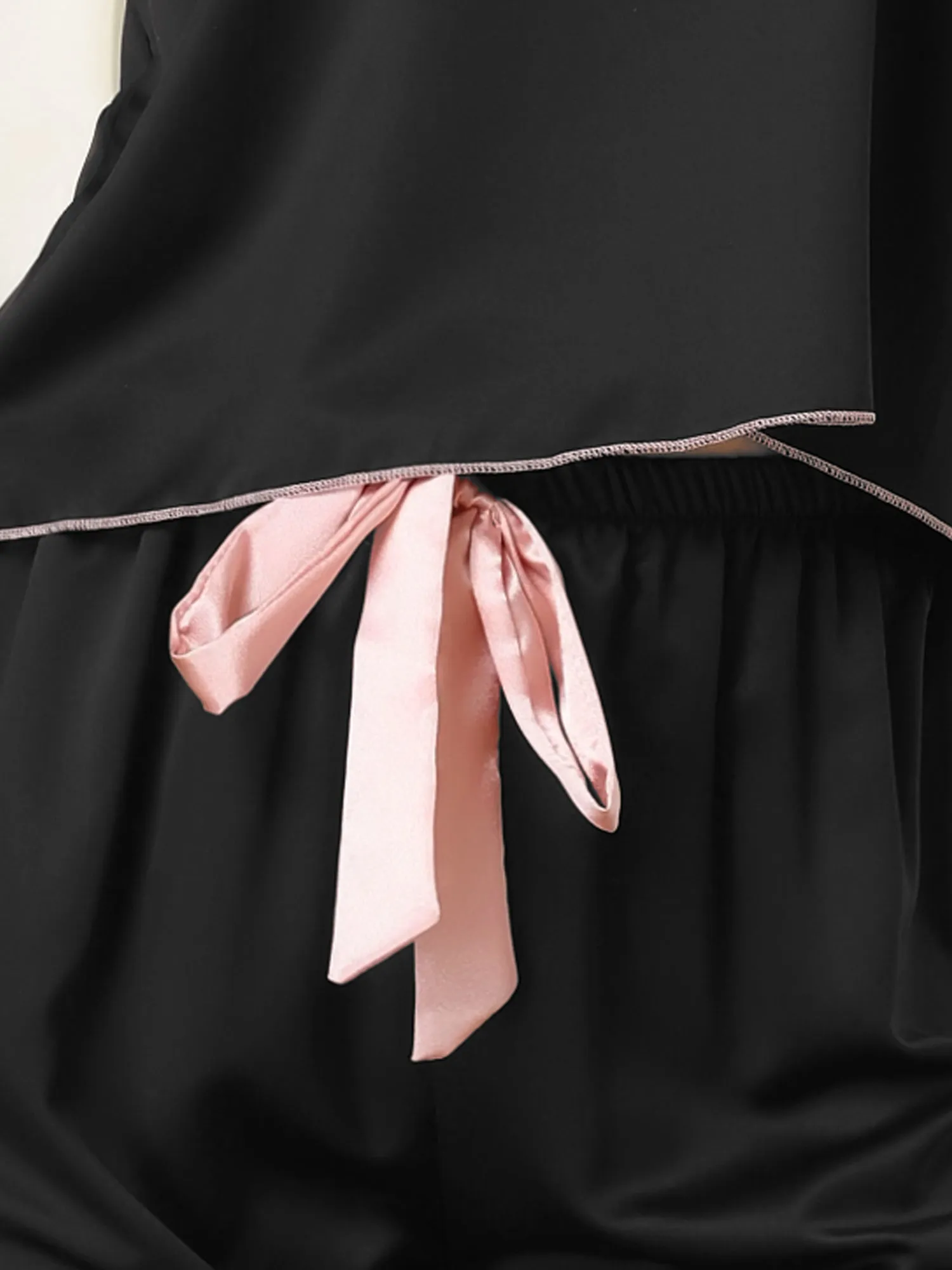 Home Clothes Suspenders Soft Ice Silk Pajamas 3 Pieces Set