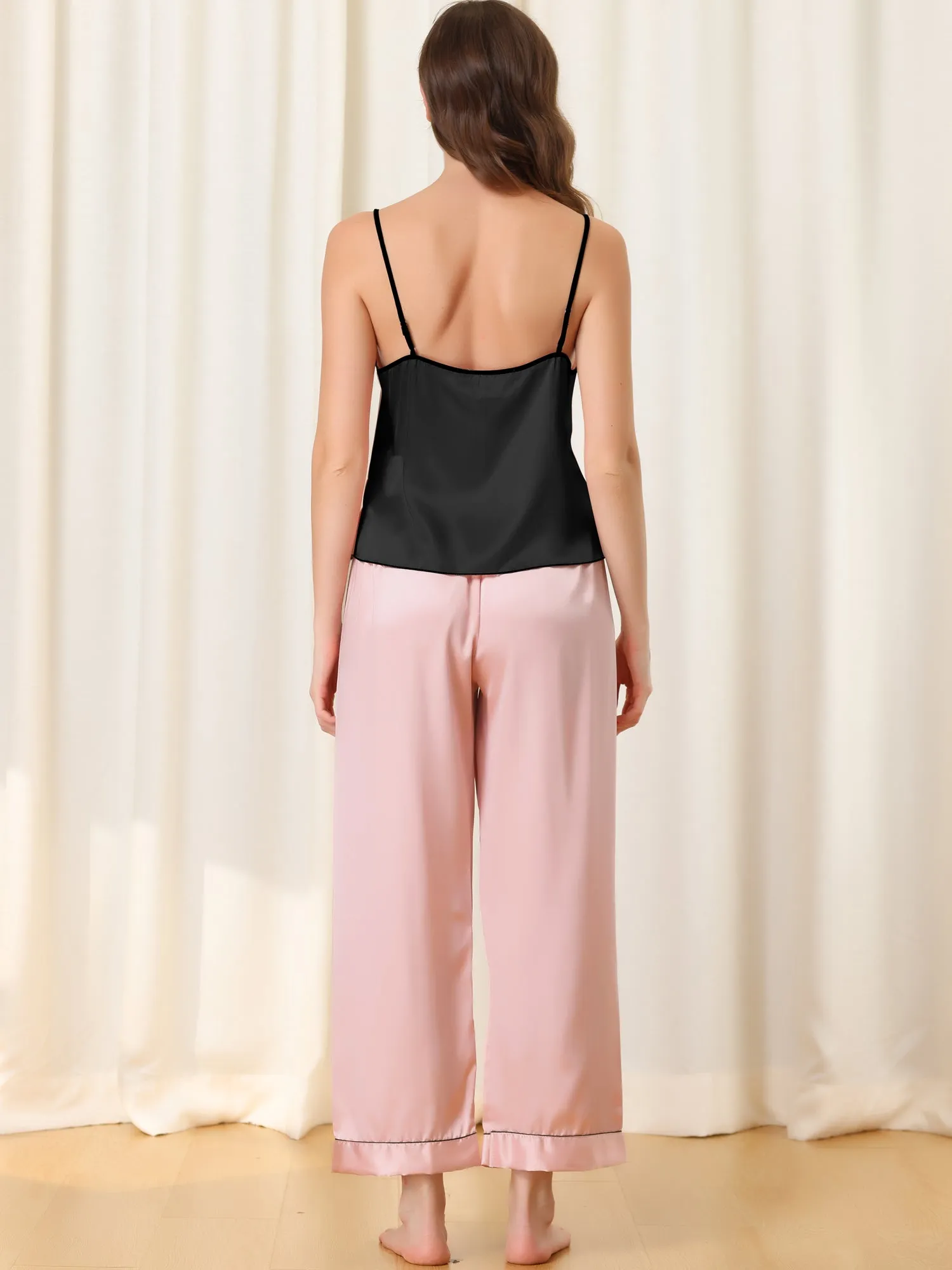 Home Clothes Suspenders Soft Ice Silk Pajamas 3 Pieces Set