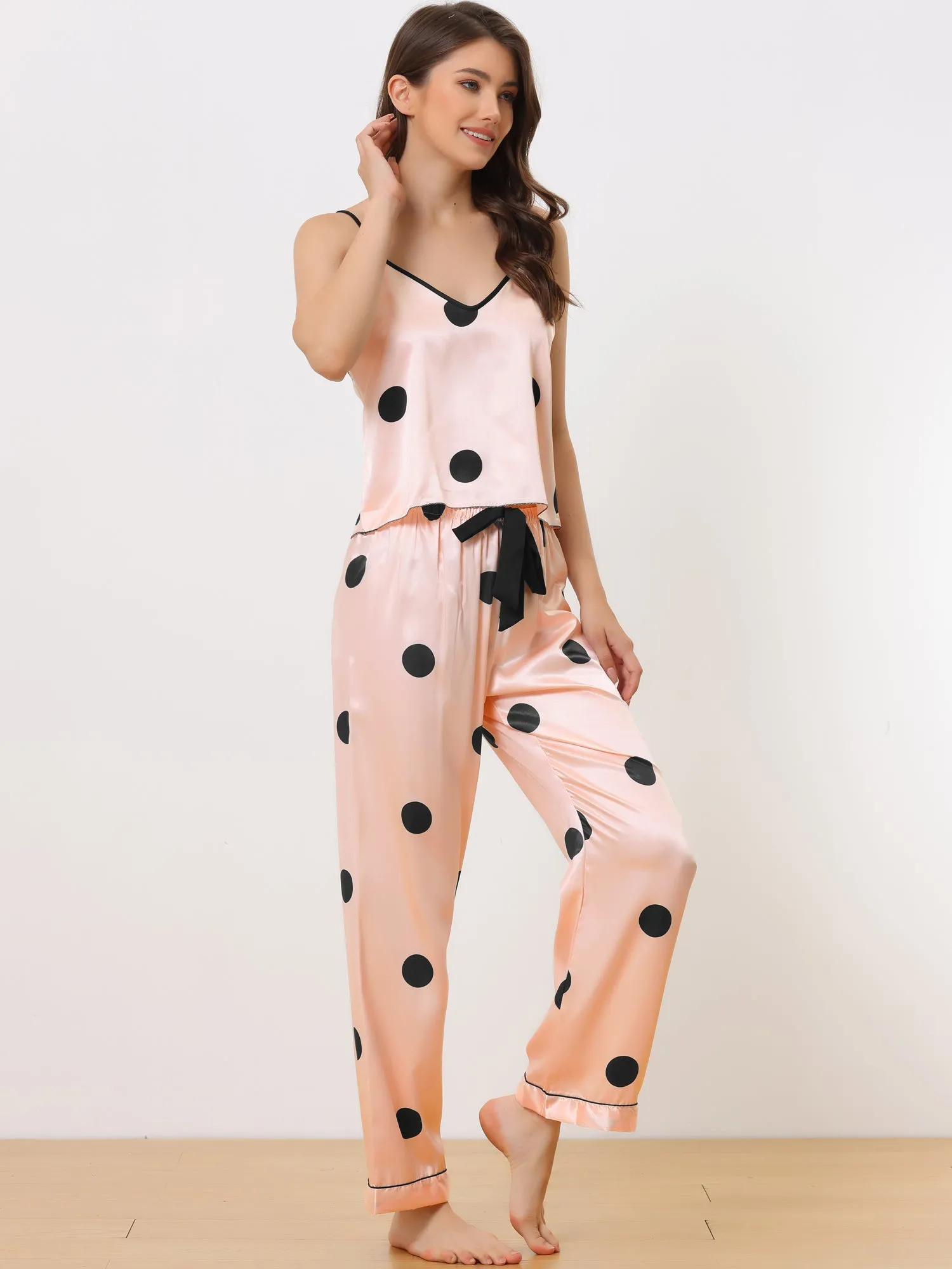 Home Clothes Suspenders Soft Ice Silk Pajamas 3 Pieces Set