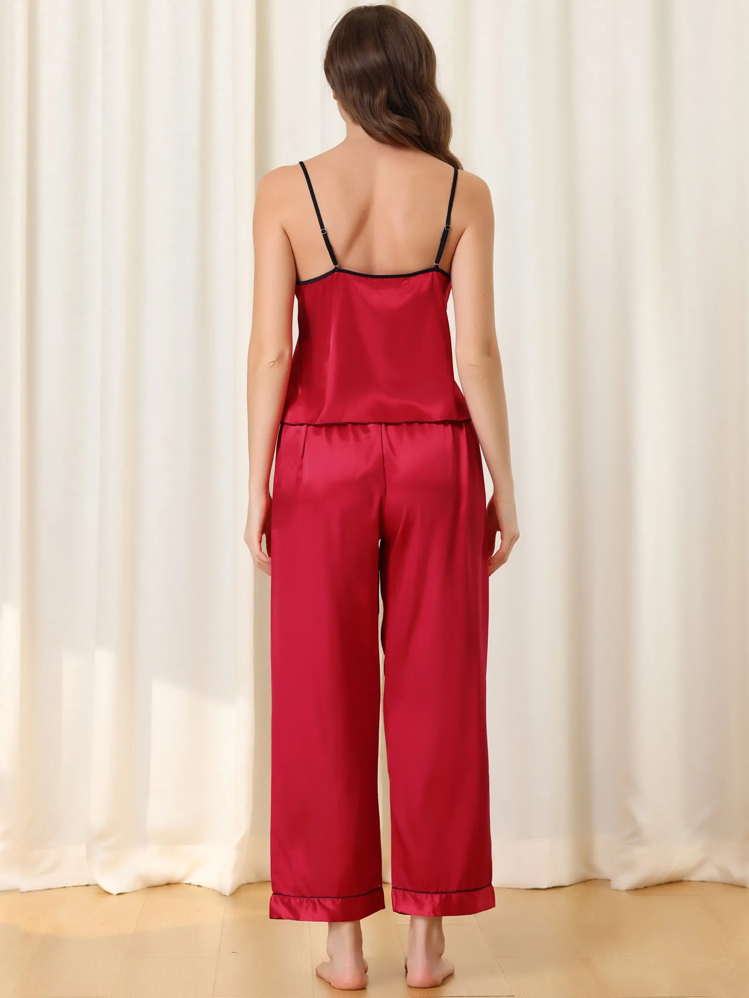 Home Clothes Suspenders Soft Ice Silk Pajamas 3 Pieces Set