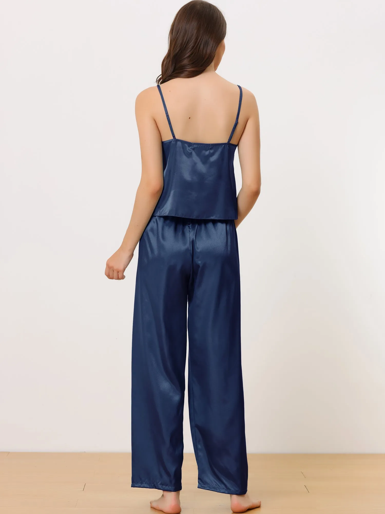 Home Clothes Suspenders Soft Ice Silk Pajamas 3 Pieces Set