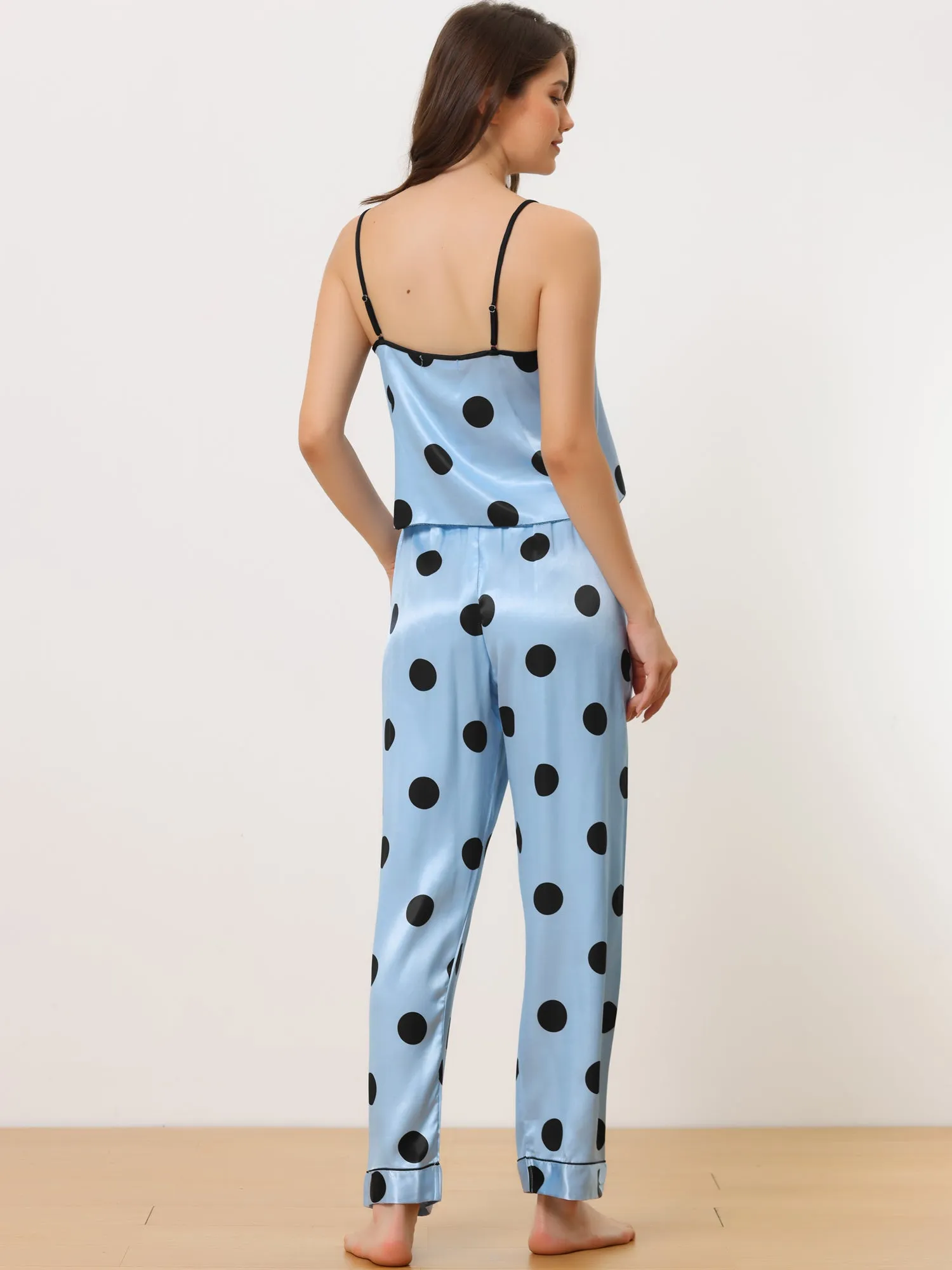 Home Clothes Suspenders Soft Ice Silk Pajamas 3 Pieces Set