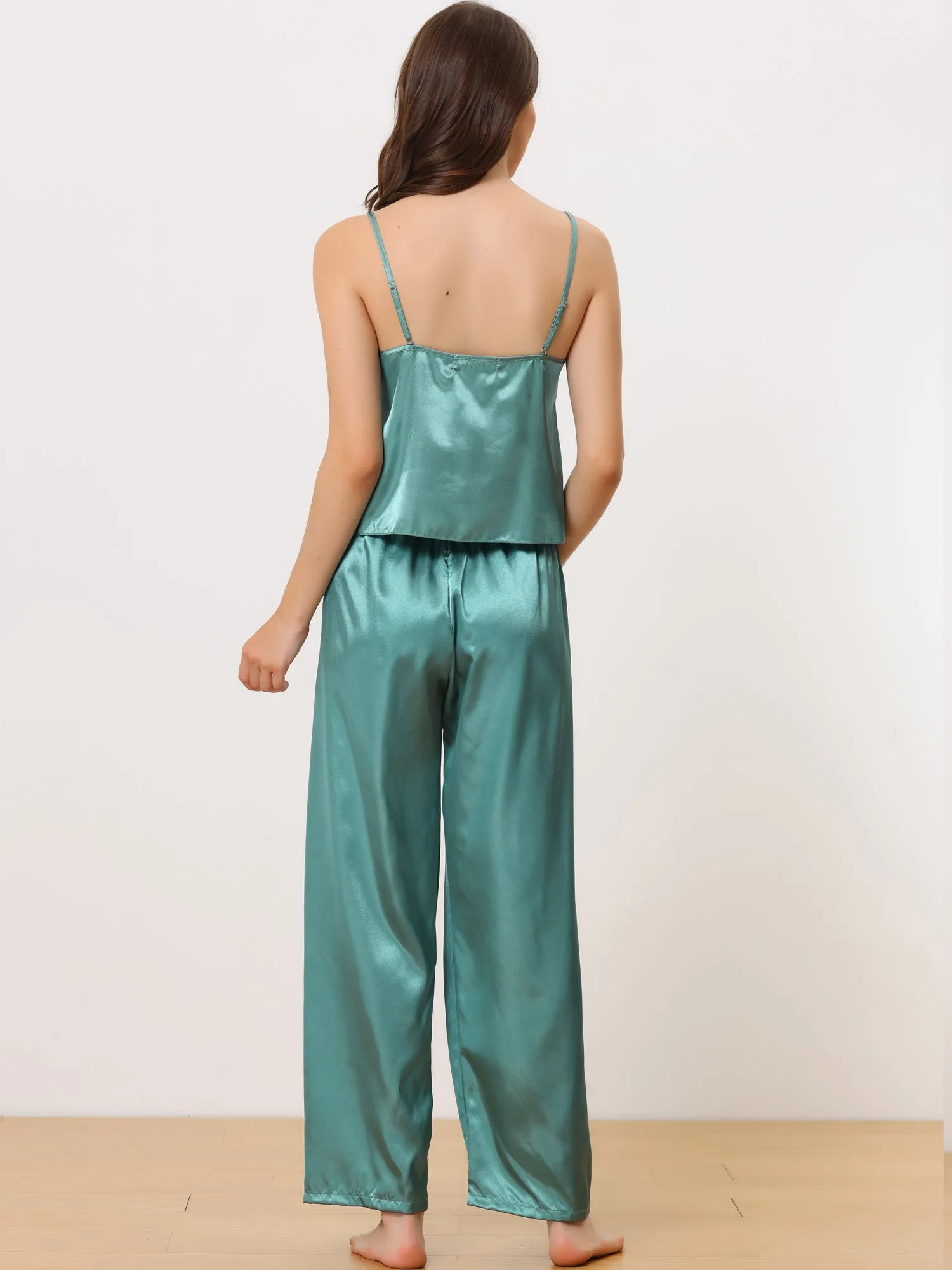 Home Clothes Suspenders Soft Ice Silk Pajamas 3 Pieces Set
