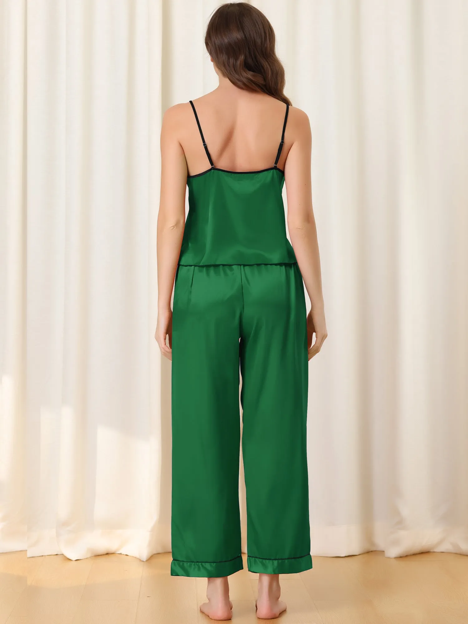 Home Clothes Suspenders Soft Ice Silk Pajamas 3 Pieces Set
