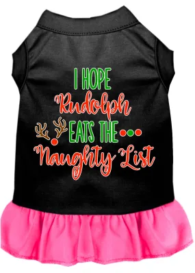 Hope Rudolph Eats Naughty List Screen Print Dog Dress Black With Bright Pink Xxxl