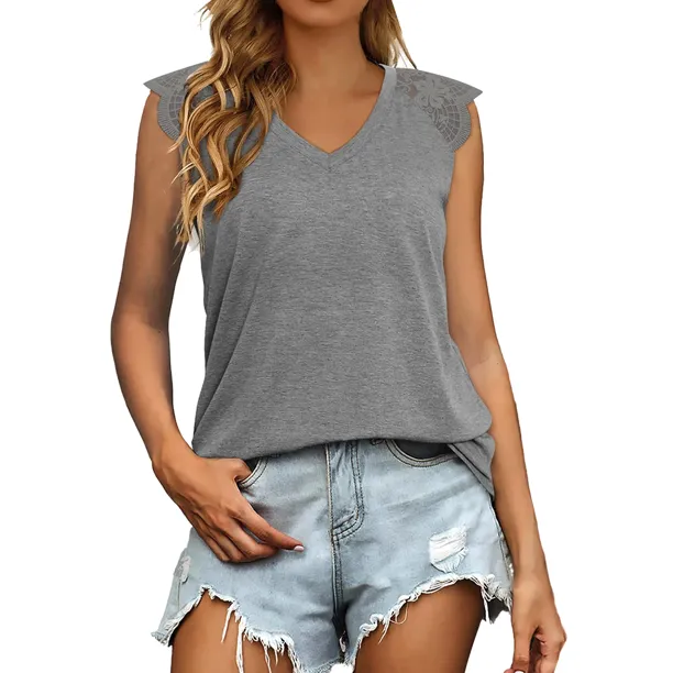 Lace Sleeve Women Tank Tops