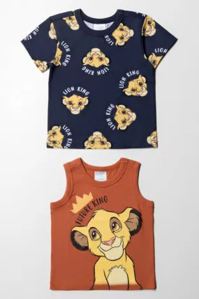 Lion King 2 Pack T-Shirts Navy & Rust